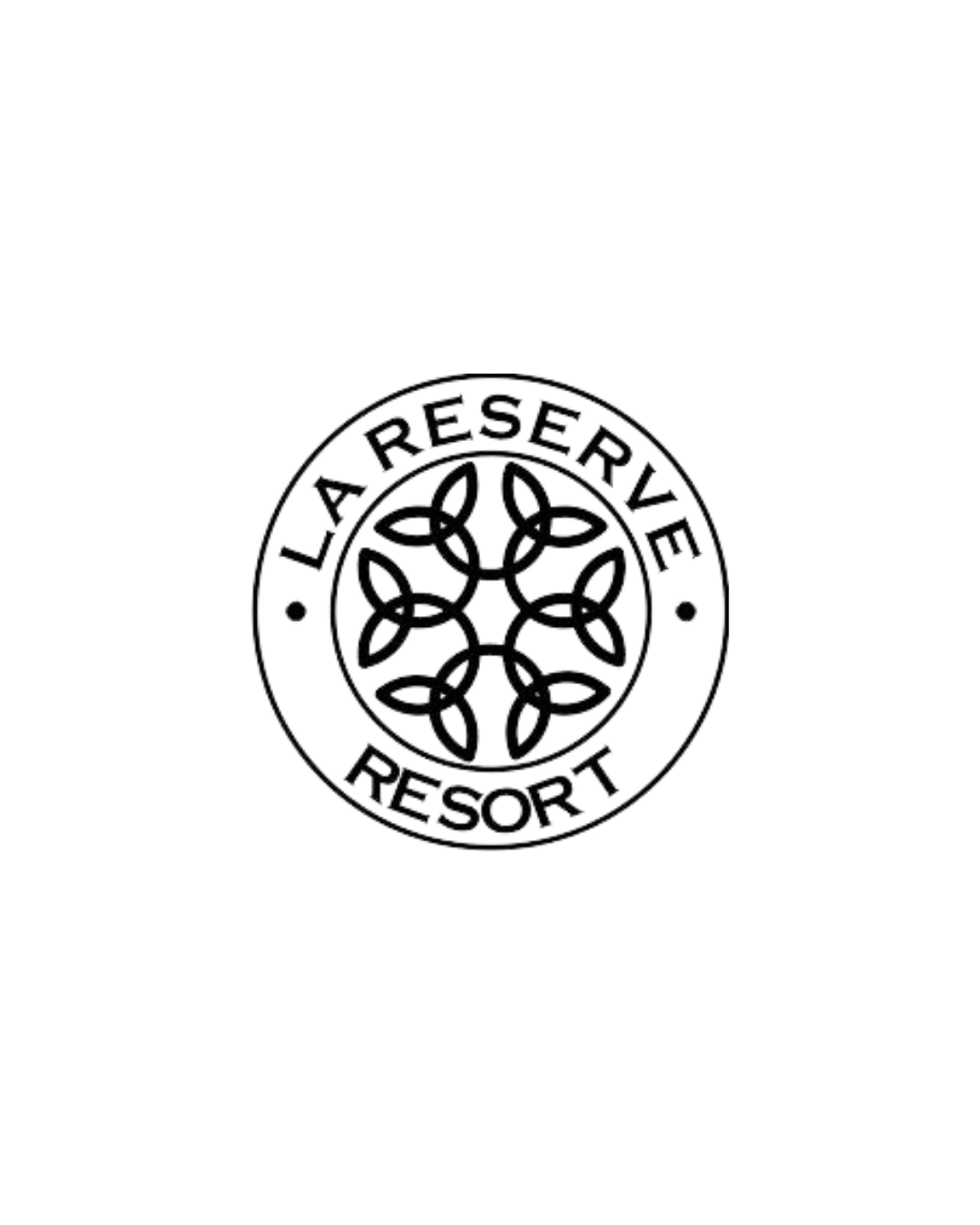 Logo of La Reserve Resort featuring a circular design with the text 'La Reserve Resort' around a central stylized floral pattern.