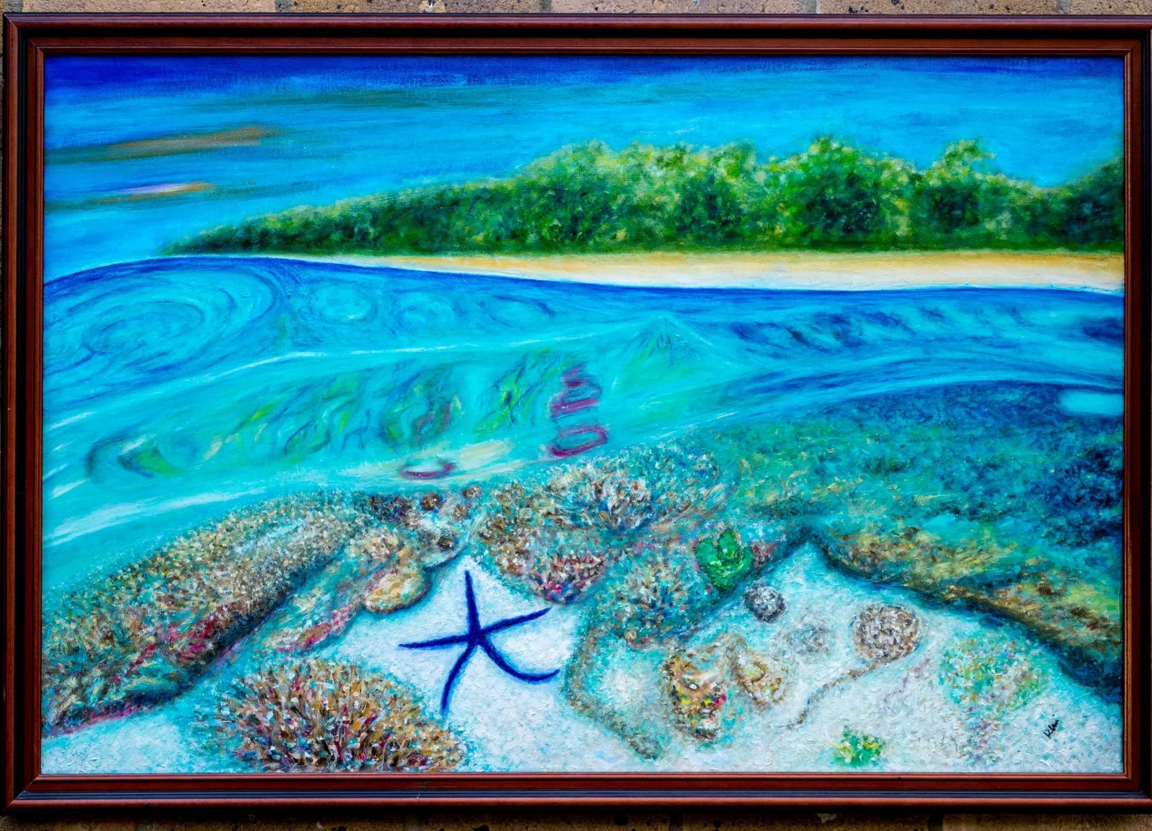 Treasure at the Great Coral Reef Oil on Canvas 90 x 60 cm