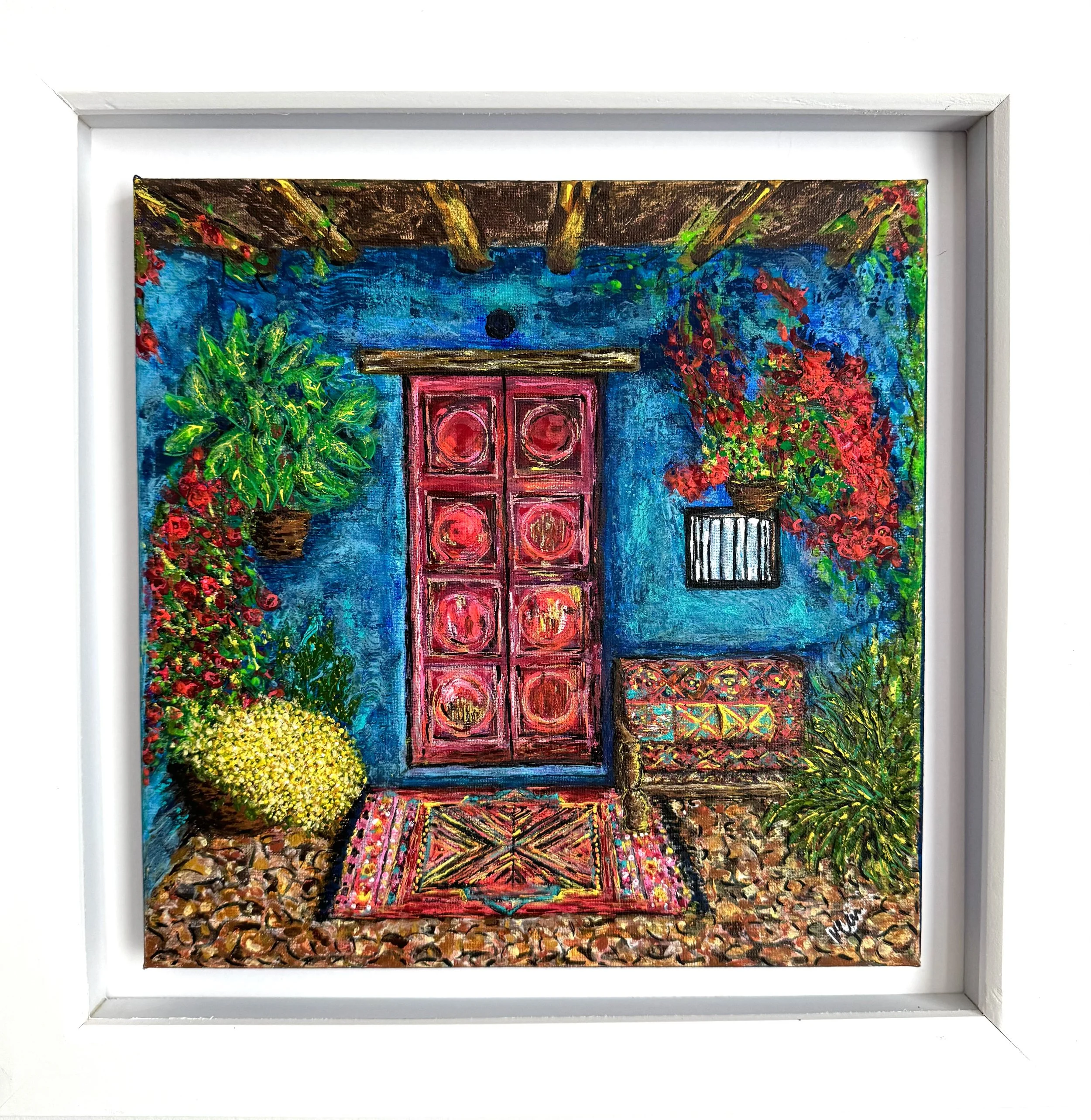 Red Door Acrylic and oil on Canvas 30 x 30 cm -SOLD