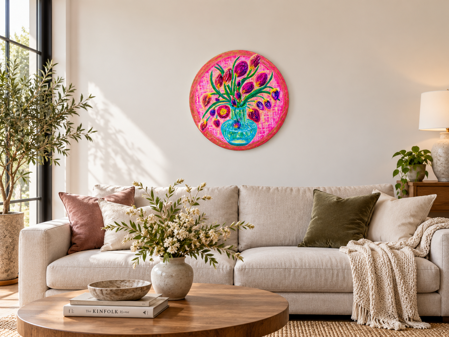 Joy of Spring - Original artwork Round Canvas 2026