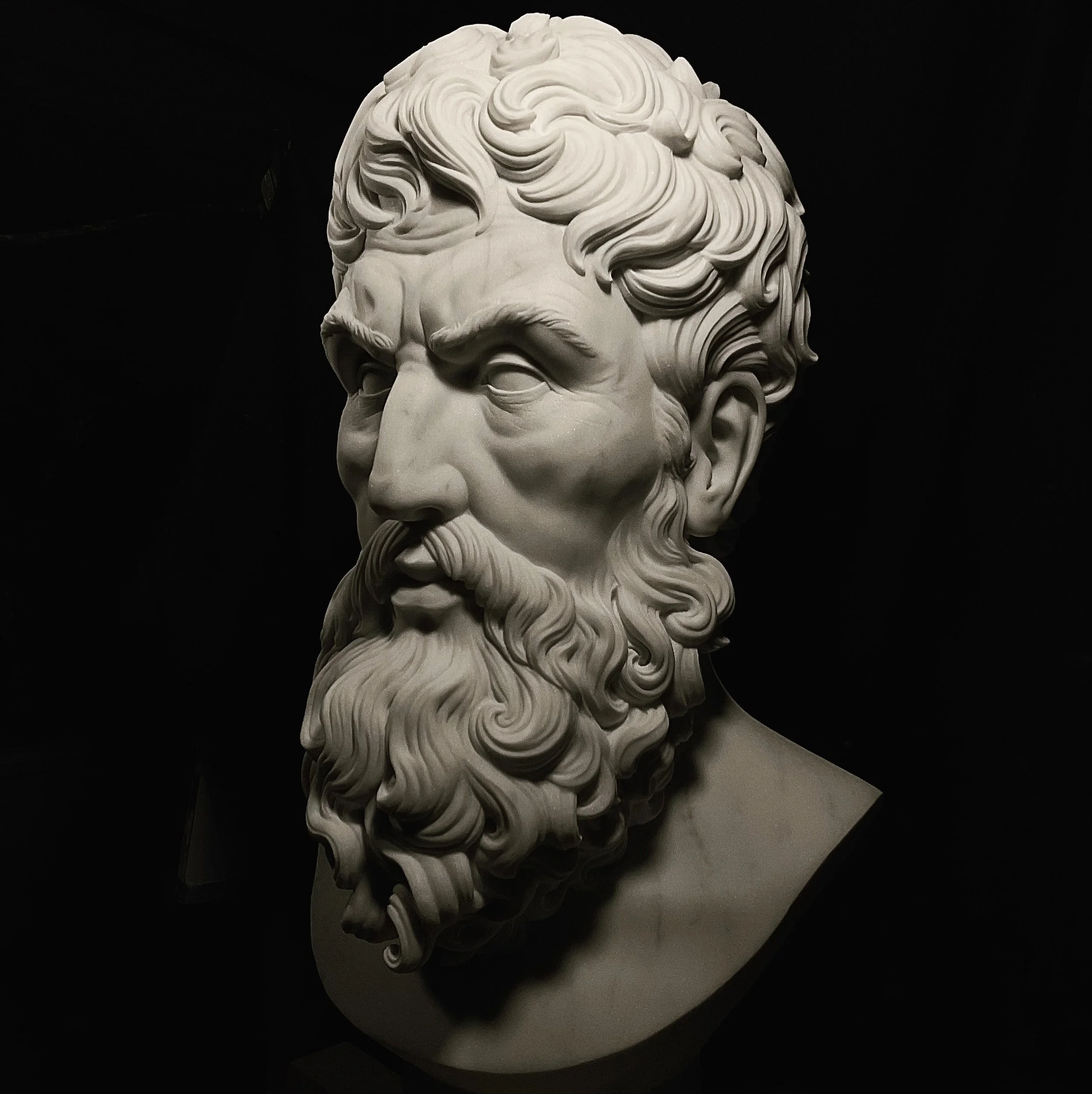 "Epicuro"
H 75 x 45 x 46 cm
marmo bianco Carrara