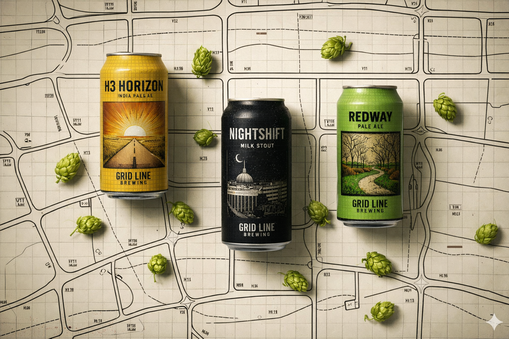 Grid Line Brewing Brand Identity and Design