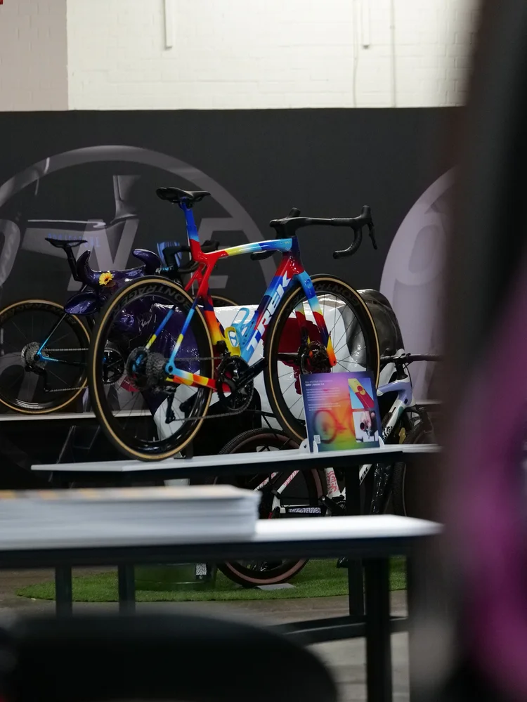 Colourful custom Trek builds on the stand