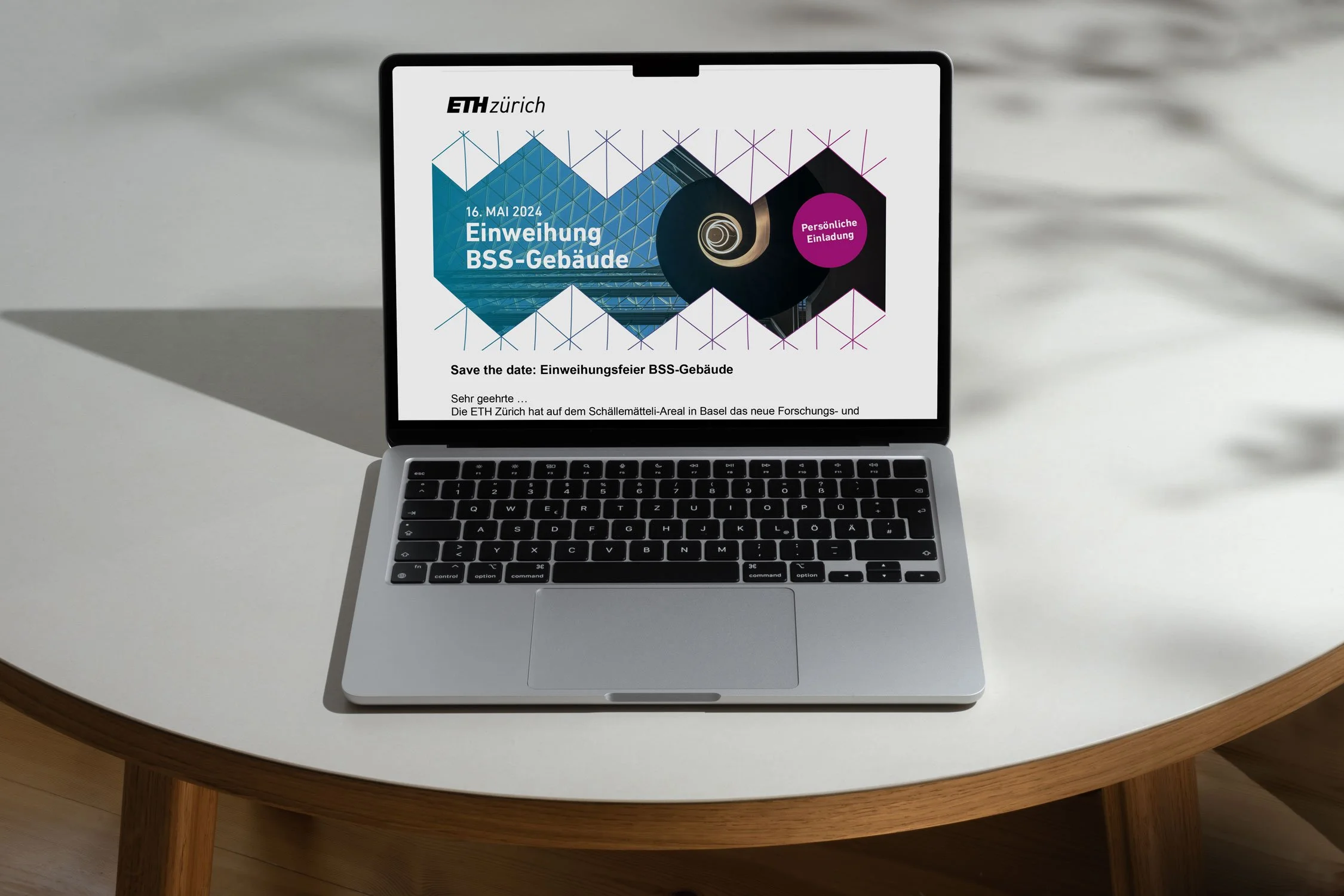 Eröffnung Gebäude, Header für die Mail-Einladung