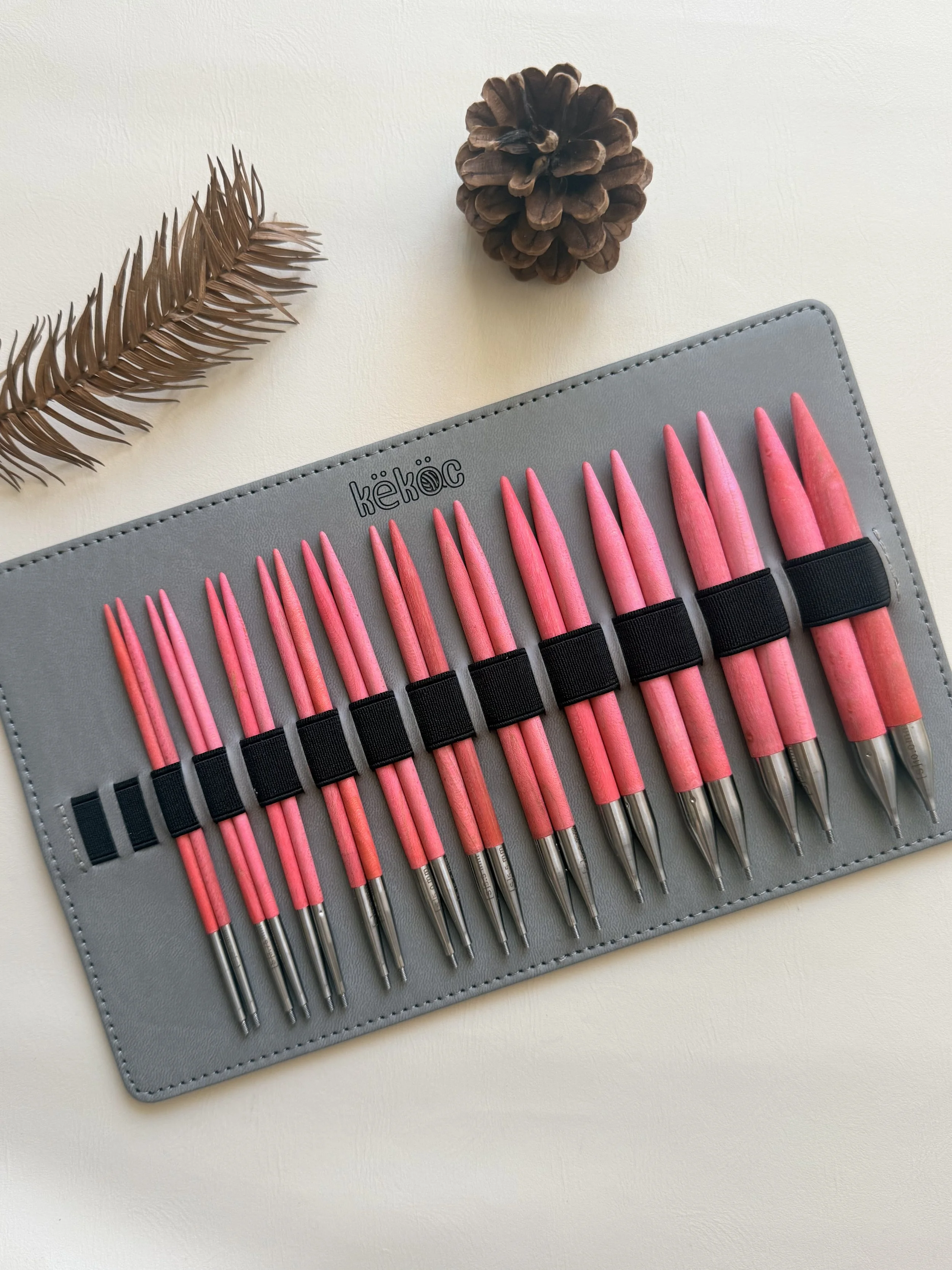 Pink Stabilised Wood Interchangeable Needle Set