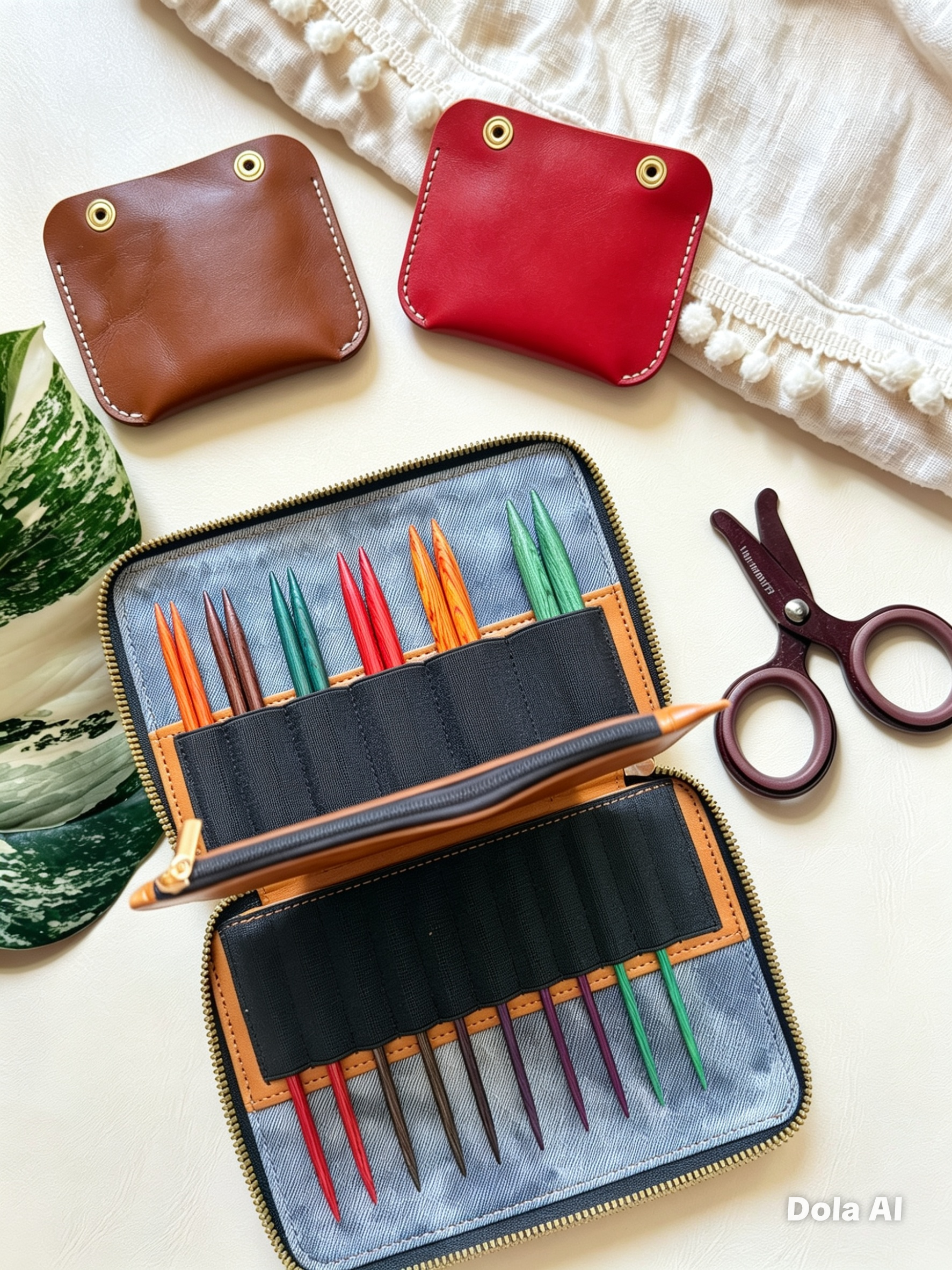 Rainbow Coloured Wood Interchangeable Circular Needles Set