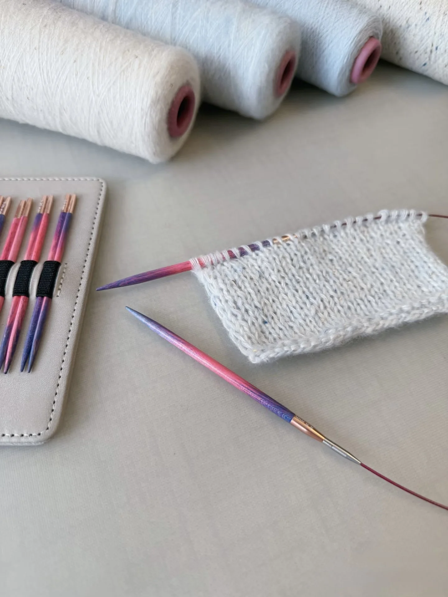 Deluxe Interchangeable Knitting Circular Needle Set, hand polished wood needles