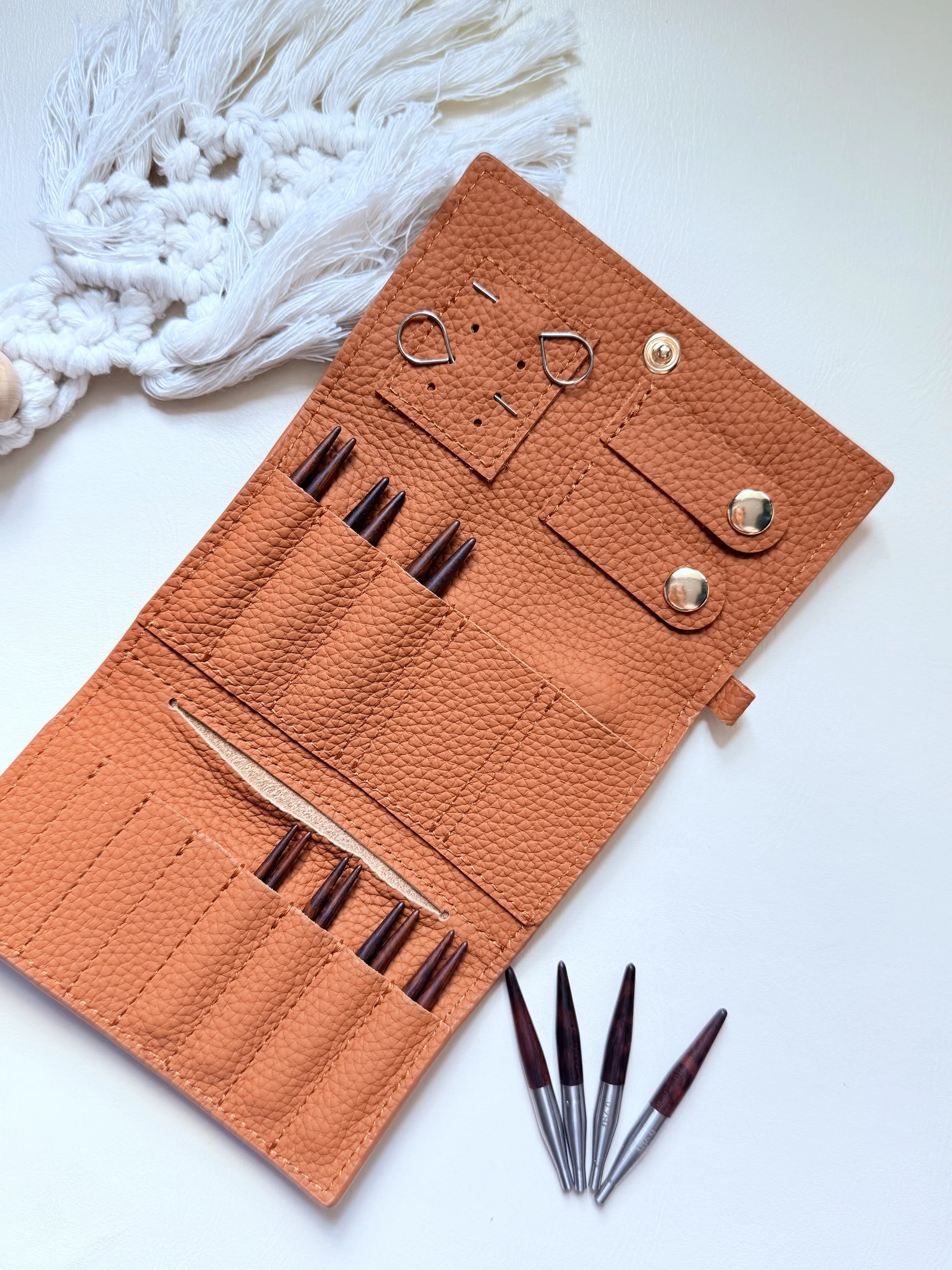 Super Mini Snakewood Interchangeable Circular Needles Set With Leather Case