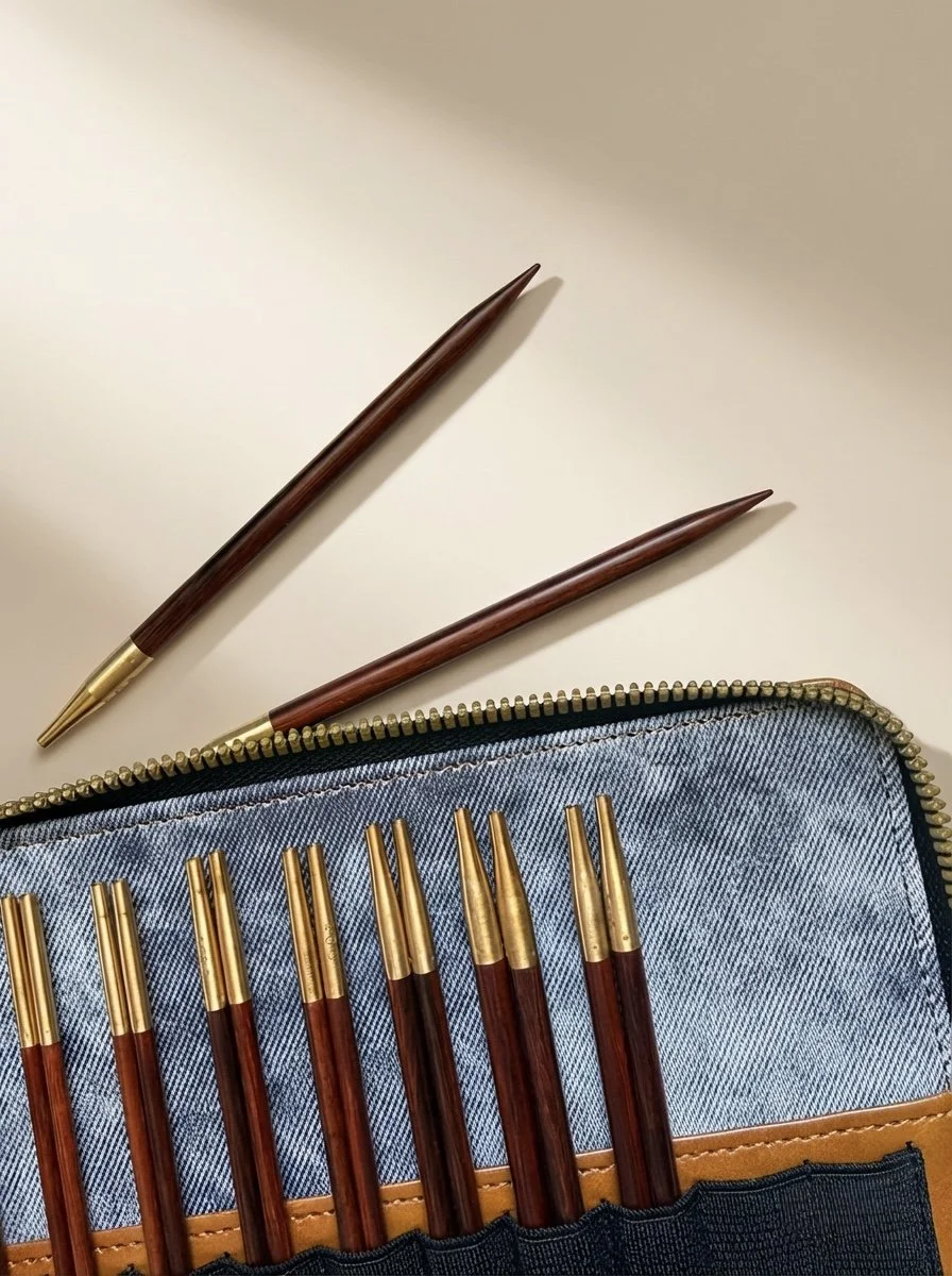 Handmade premium snakewood interchangeable knitting needles