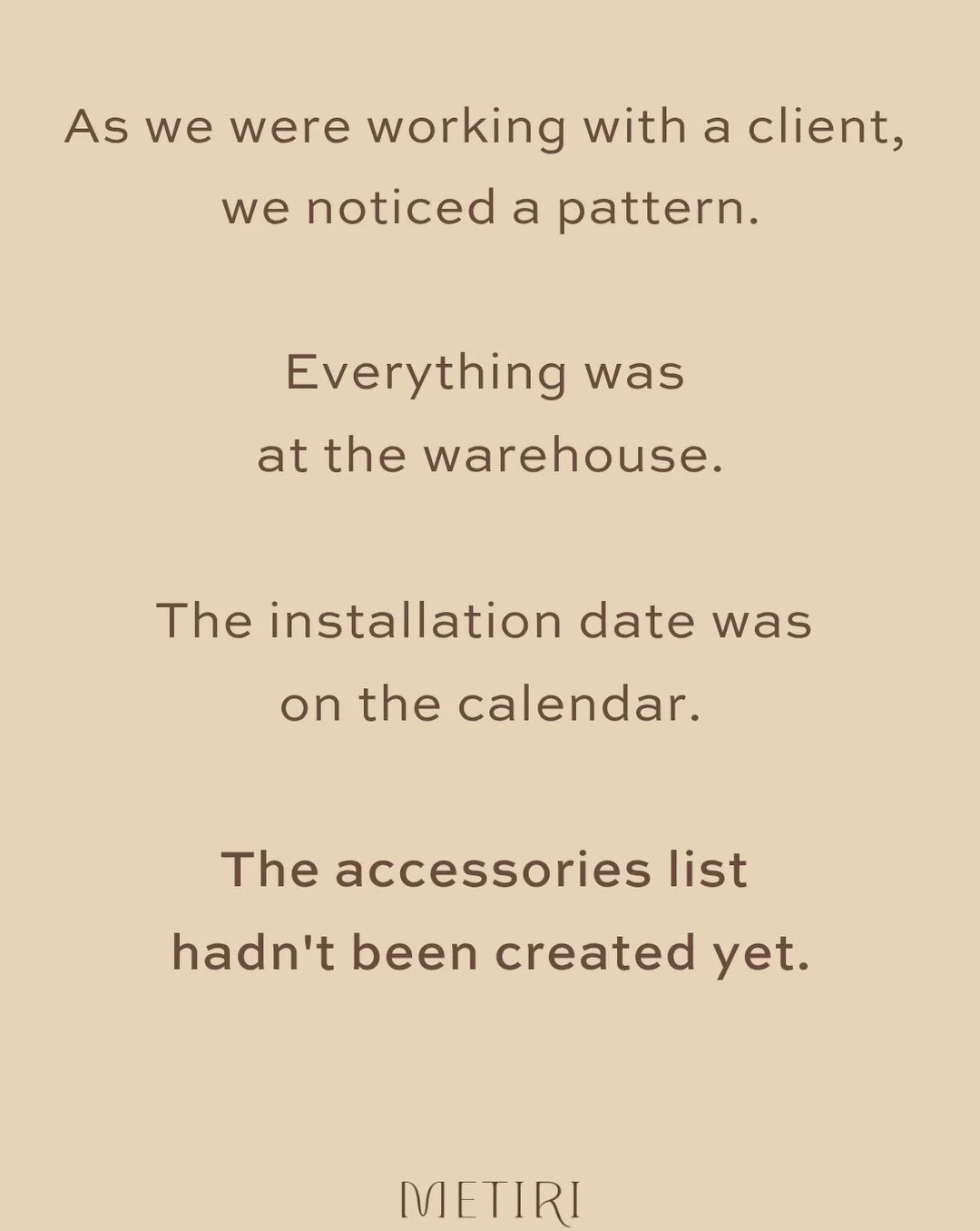 .
Client convos&hellip;
The things that create the most stress at the end of a project usually start much earlier.

Sometimes the solution isn&rsquo;t working harder during install week. It&rsquo;s changing what happens months before it.
.
.
#interio