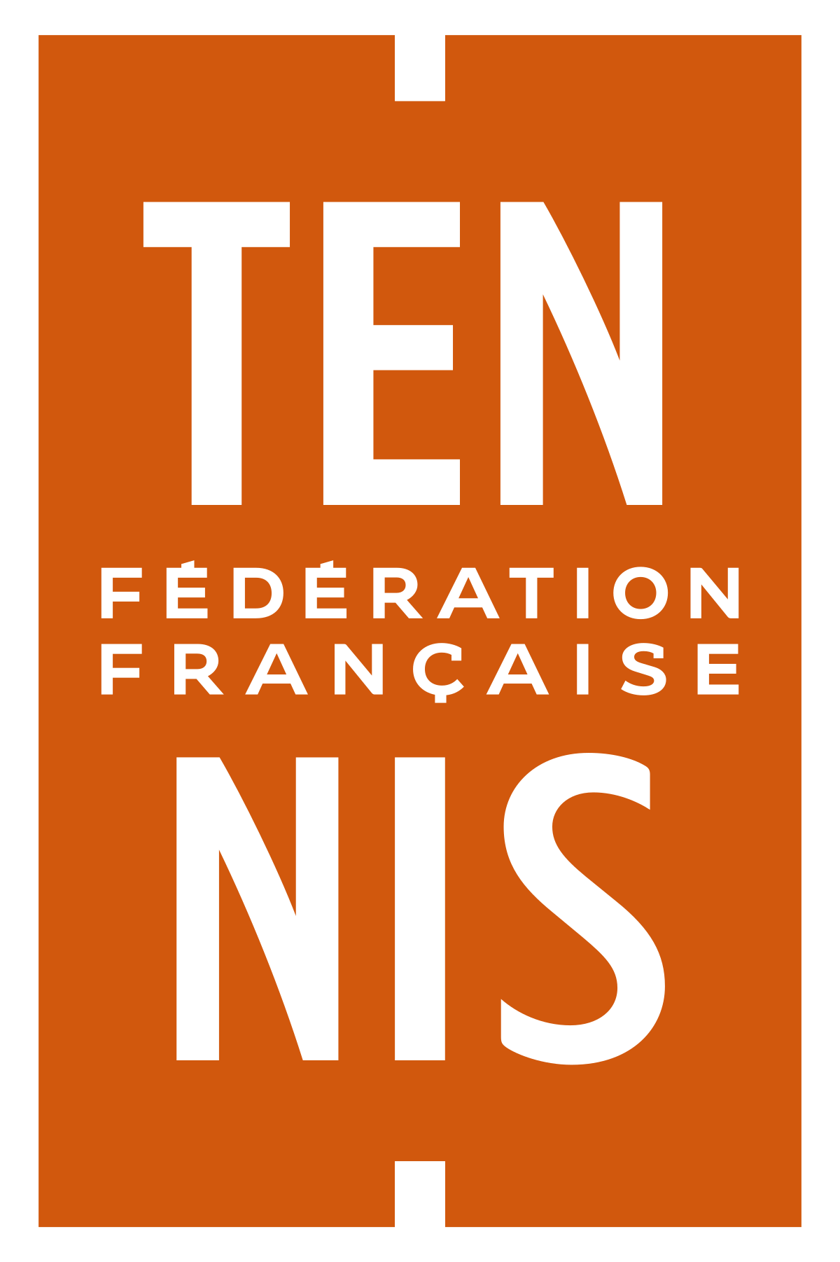 Logo de la Fédération Française des Tén Nîs, avec un fond orange et du texte blanc.