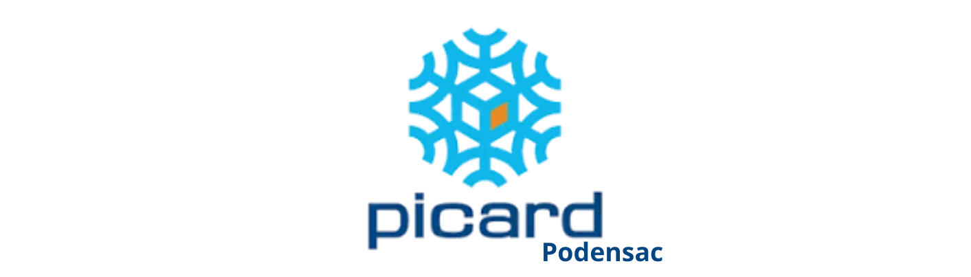 Logo de Picard avec un flocon de neige bleu et un fond blanc, avec le texte en français, la date de mise à jour et des autres informations.