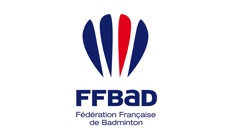 Logo de la Fédération Française de Badminton avec un symbole stylisé représentant une plume et le texte 'FFBad Fédération Française de Badminton'.