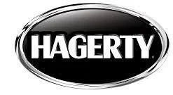 Hagerty logo with black oval background and white text