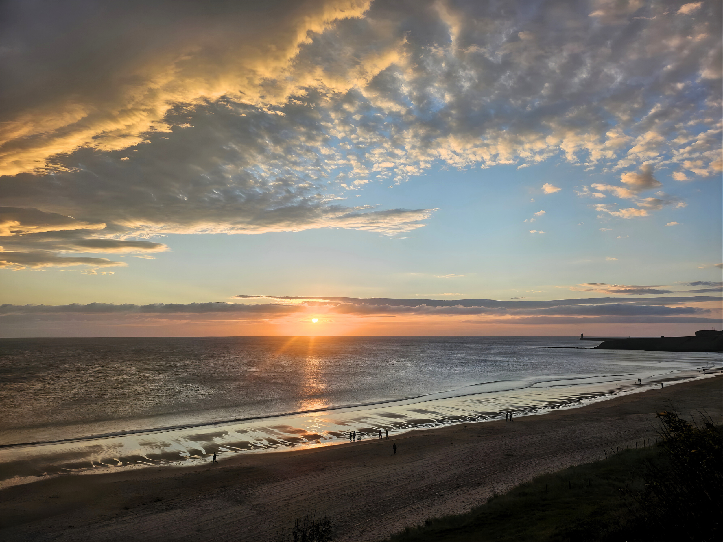 Tynemouth Beach at sunset.
