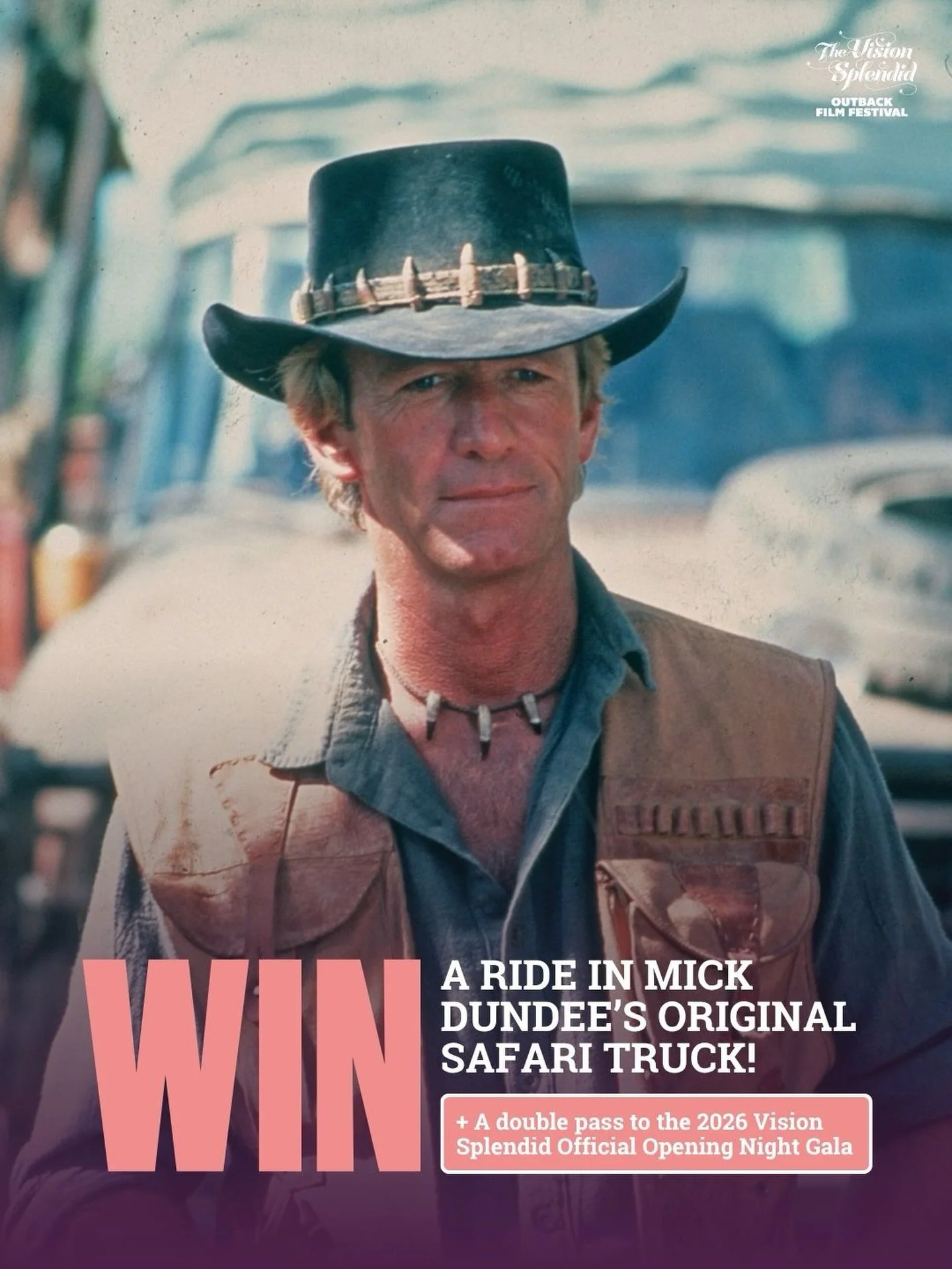 Take a trip with Mick&rsquo;s Never Never Safari Tours! 🐊
 One lucky duo will&nbsp;win a ride in&nbsp;Mick Dundee&rsquo;s original&nbsp;Never Never Safari Tours&nbsp;truck&nbsp;in celebration of our favourite film&rsquo;s 40th anniversary.
 The priz
