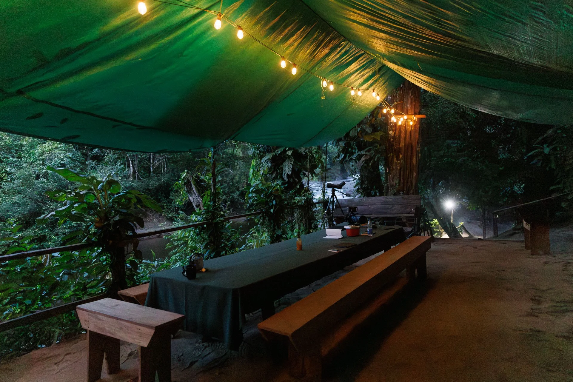 Jungle base camp on a jungle holiday to Guyana