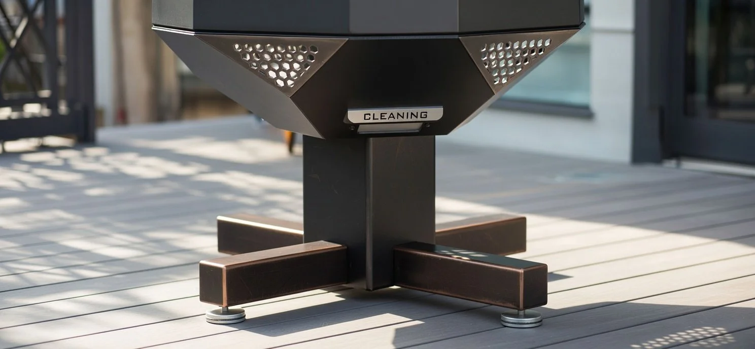 Chiminea, fire pit with bottom cleaning hatch to make cleaning easy