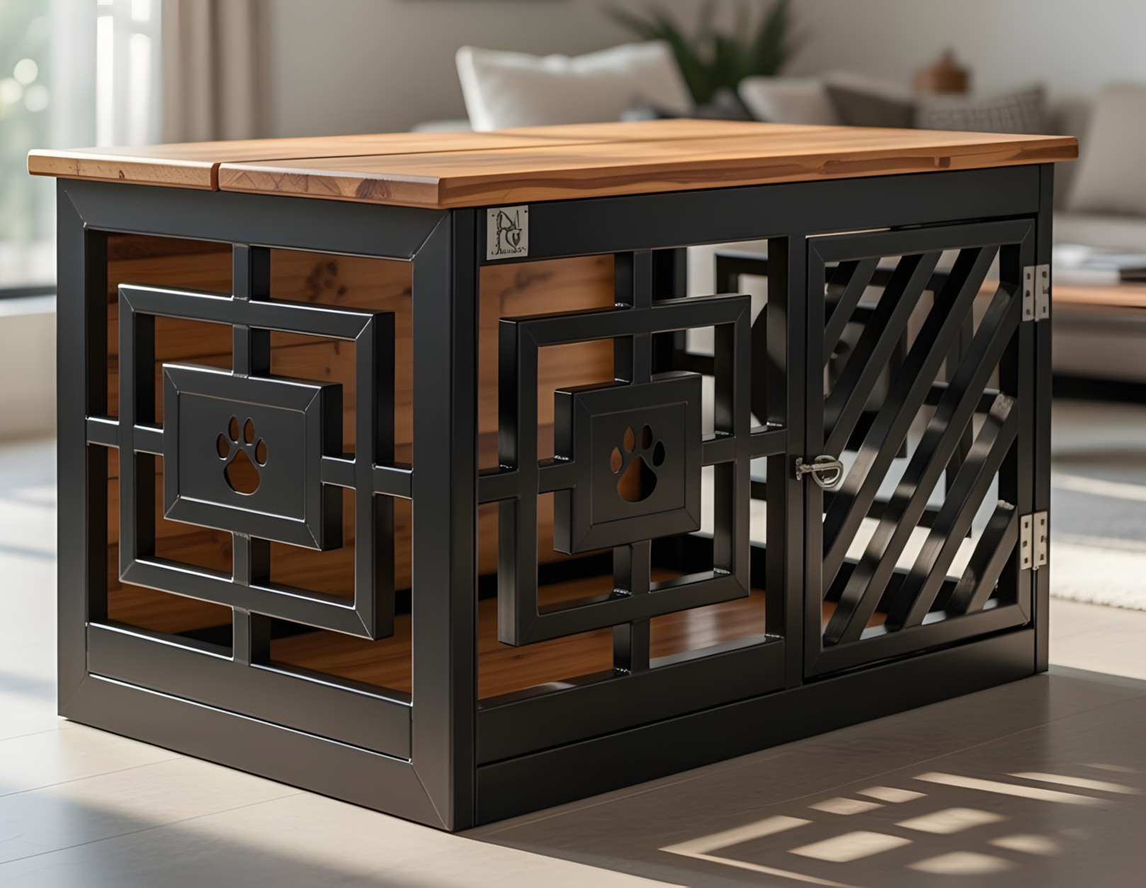 Modern industrial style dog kennel for large dog