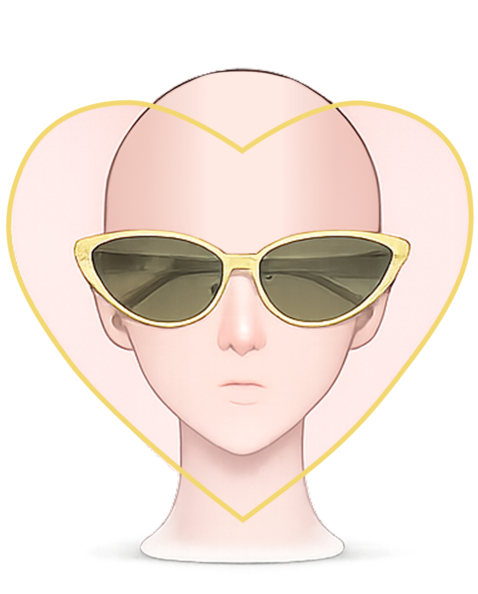 Ilustração de rosto de donna com cabelos de zíper, usando óculos de sol amarelos com lentes escuras, dentro de um coração amarelo.