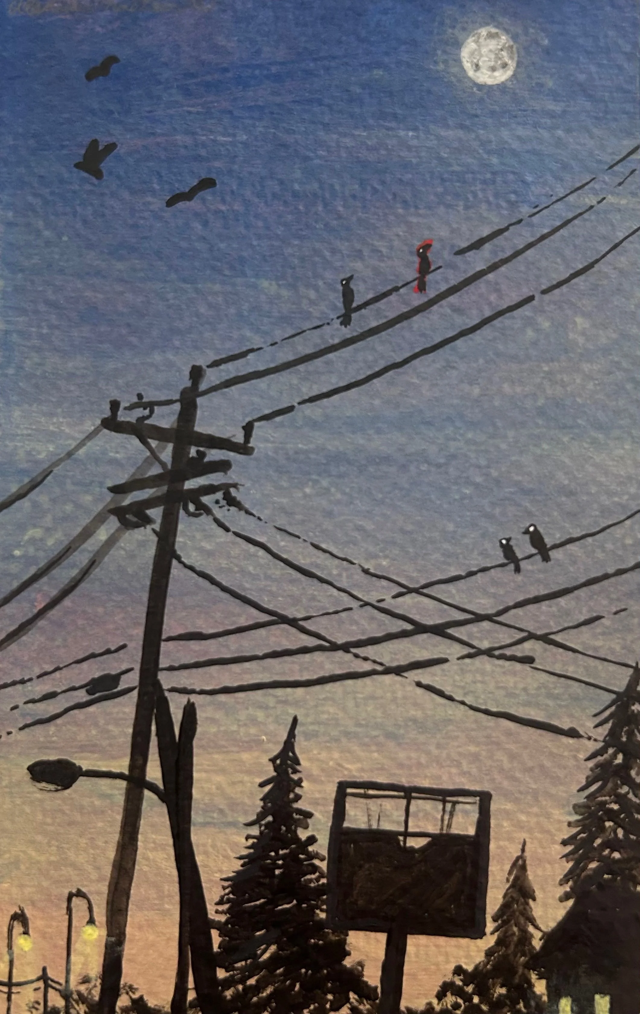 Utility-Pole-Birds-Watercolor-Acrylic-Mixed-Media-©Alexander-Mastrian-2026-All-Rights-Reserved-Do-Not-Copy-Alter-Redistribute-without-Permission.JPG