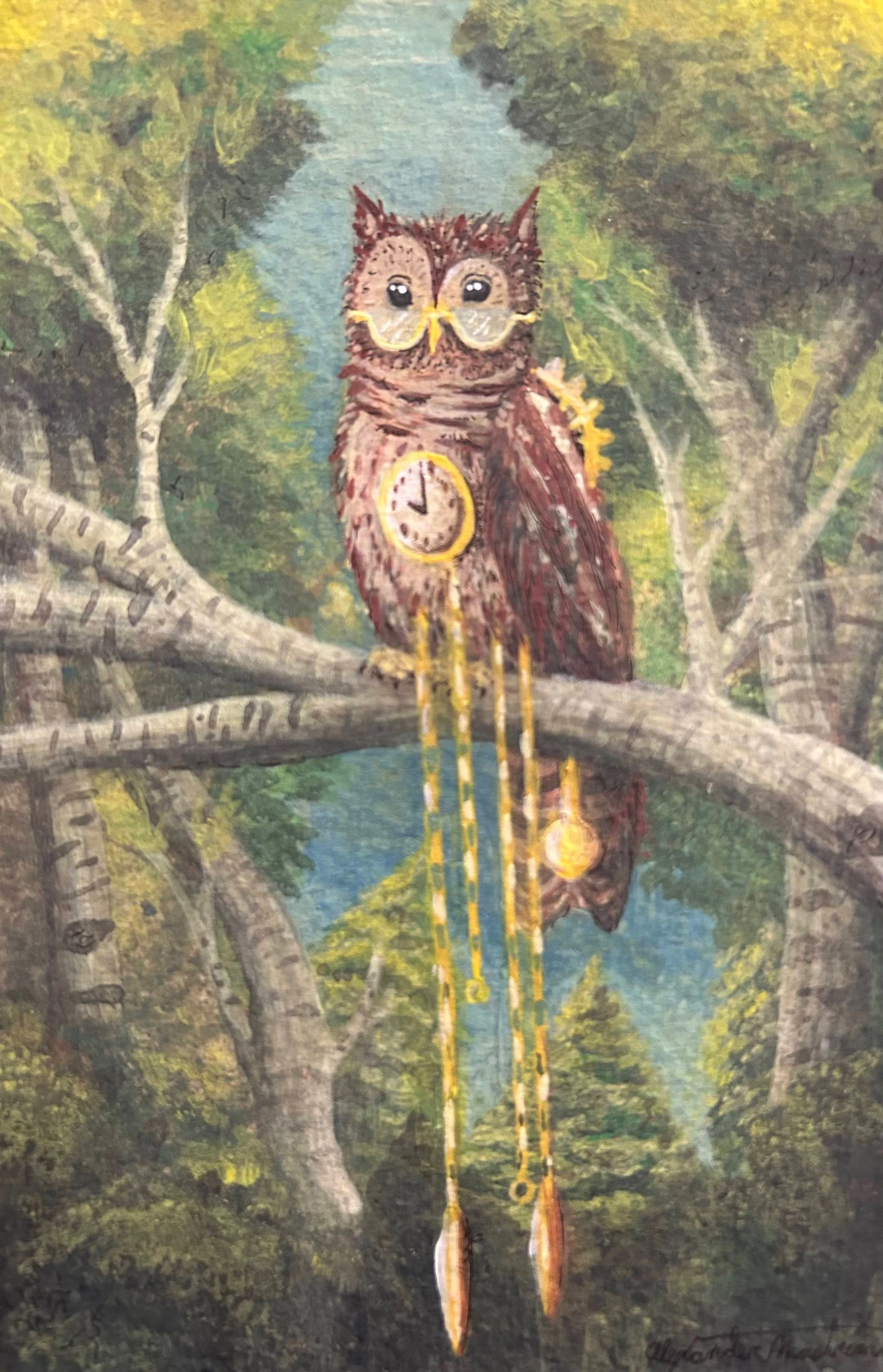 Time-owl-Watercolor-Acrylic-Mixed-Media-©Alexander-Mastrian-2026-All-Rights-Reserved-Do-Not-Copy-Alter-Redistribute-without-Permission.JPG