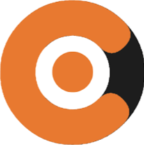 Orange and black circular logo with a stylized white letter 'o' in the center.