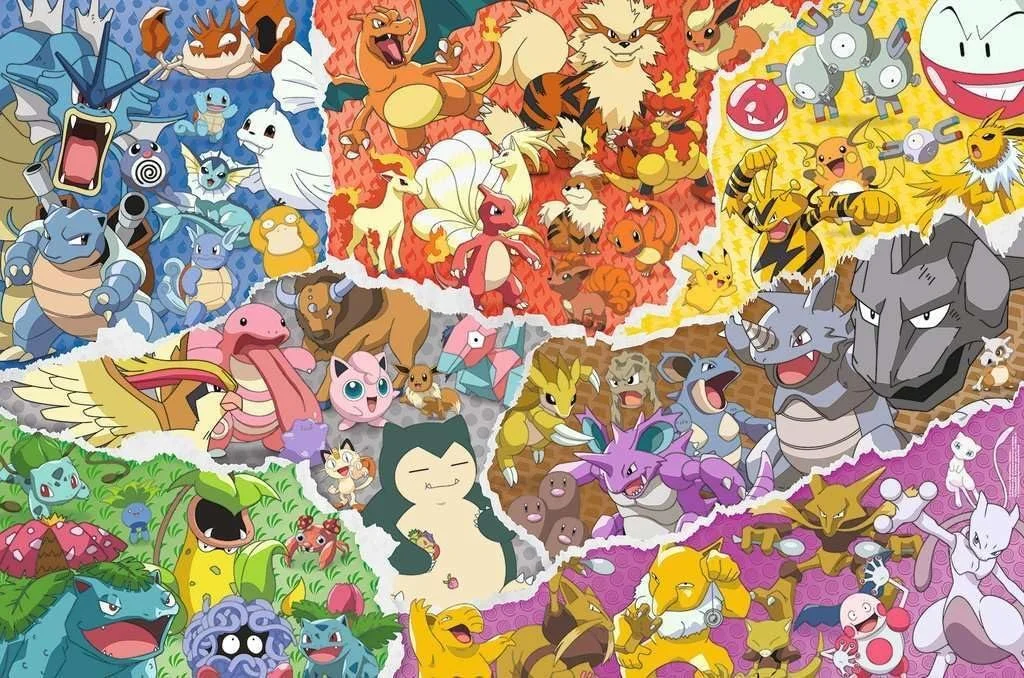 Een collage van verschillende Pokémon vriendschappelijk samengevoegd.