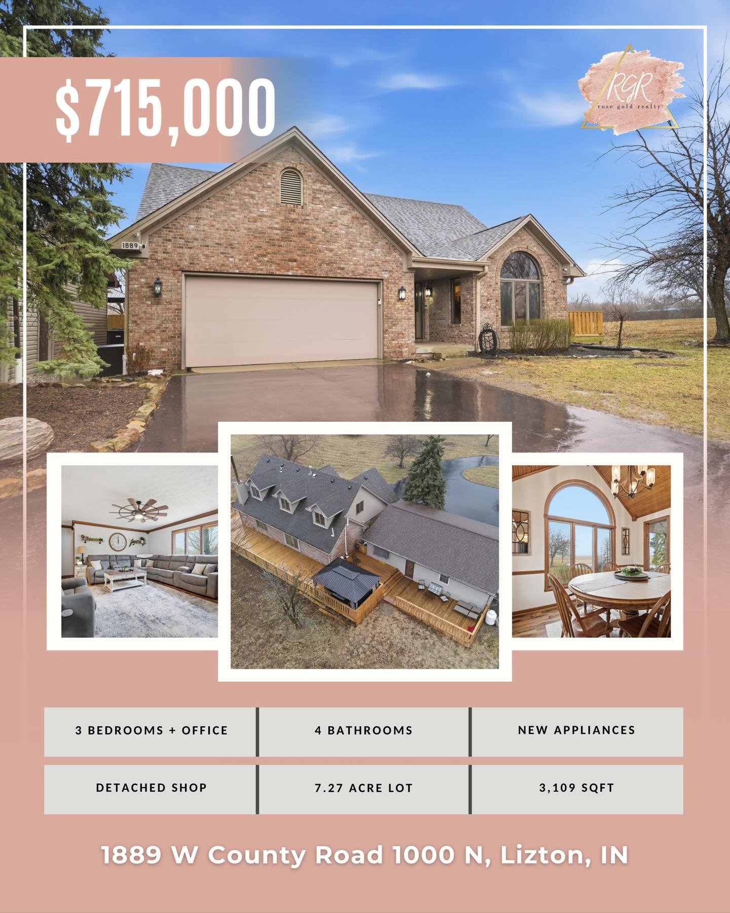 Luxury meets land 🌿✨
7+ acres, a private setting, and a home designed for the life you&rsquo;ve dreamed of.
📍 Lizton, IN | $715,000