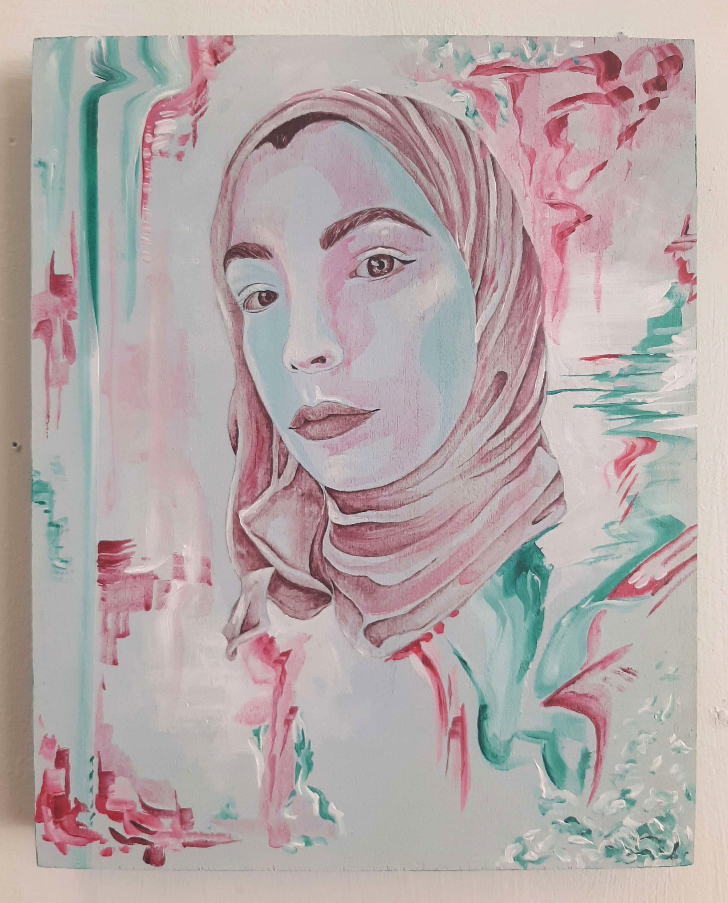 Dana, 2023, Acrylic on wood, 20.3 x 25.4cm