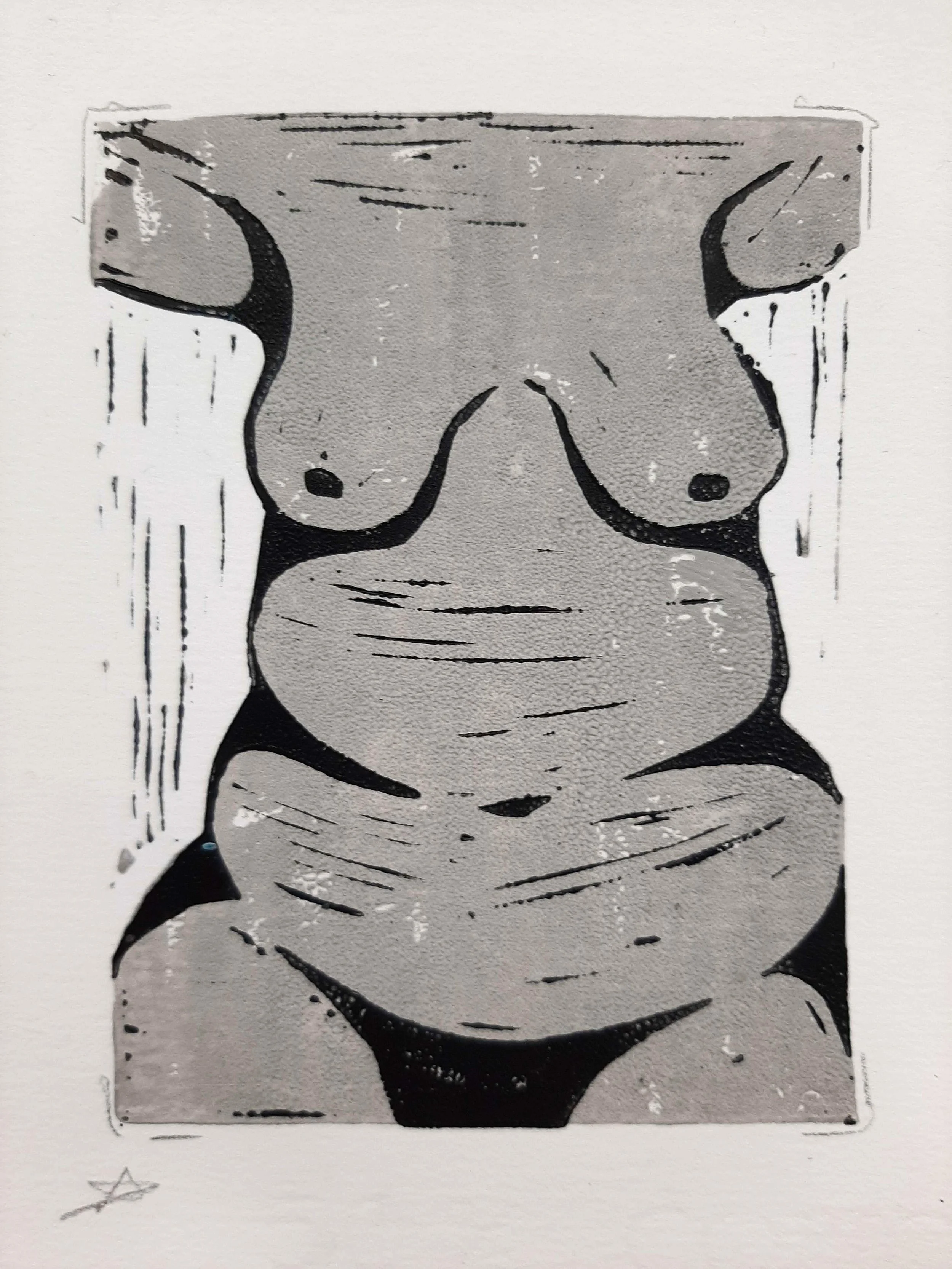 Body, Lino print on Fabriano paper, 12 x 14cm
