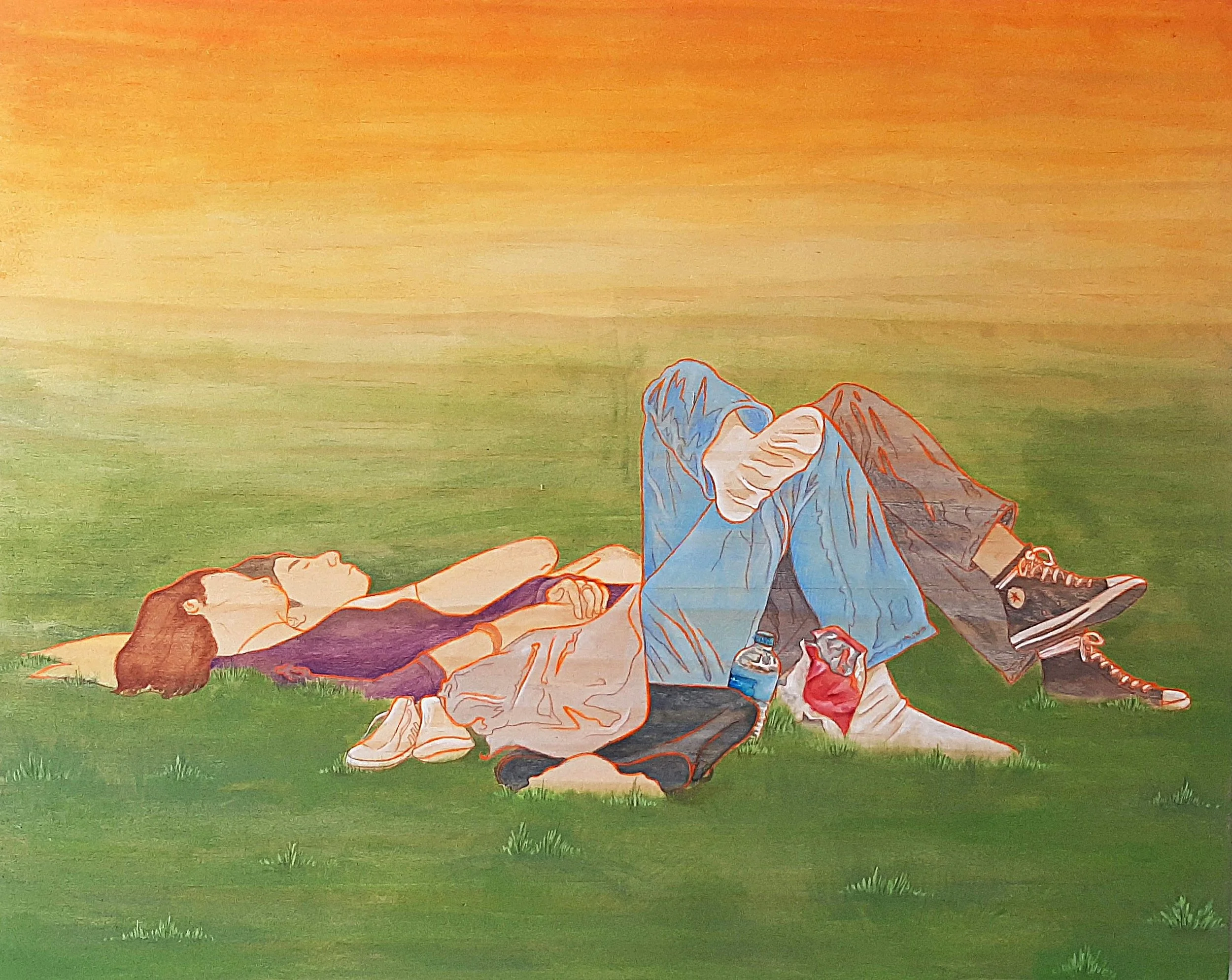 Oh, to Be, 2024, Acrylic, coloured pencil and ink on wood, 50.8 x 40.6cm