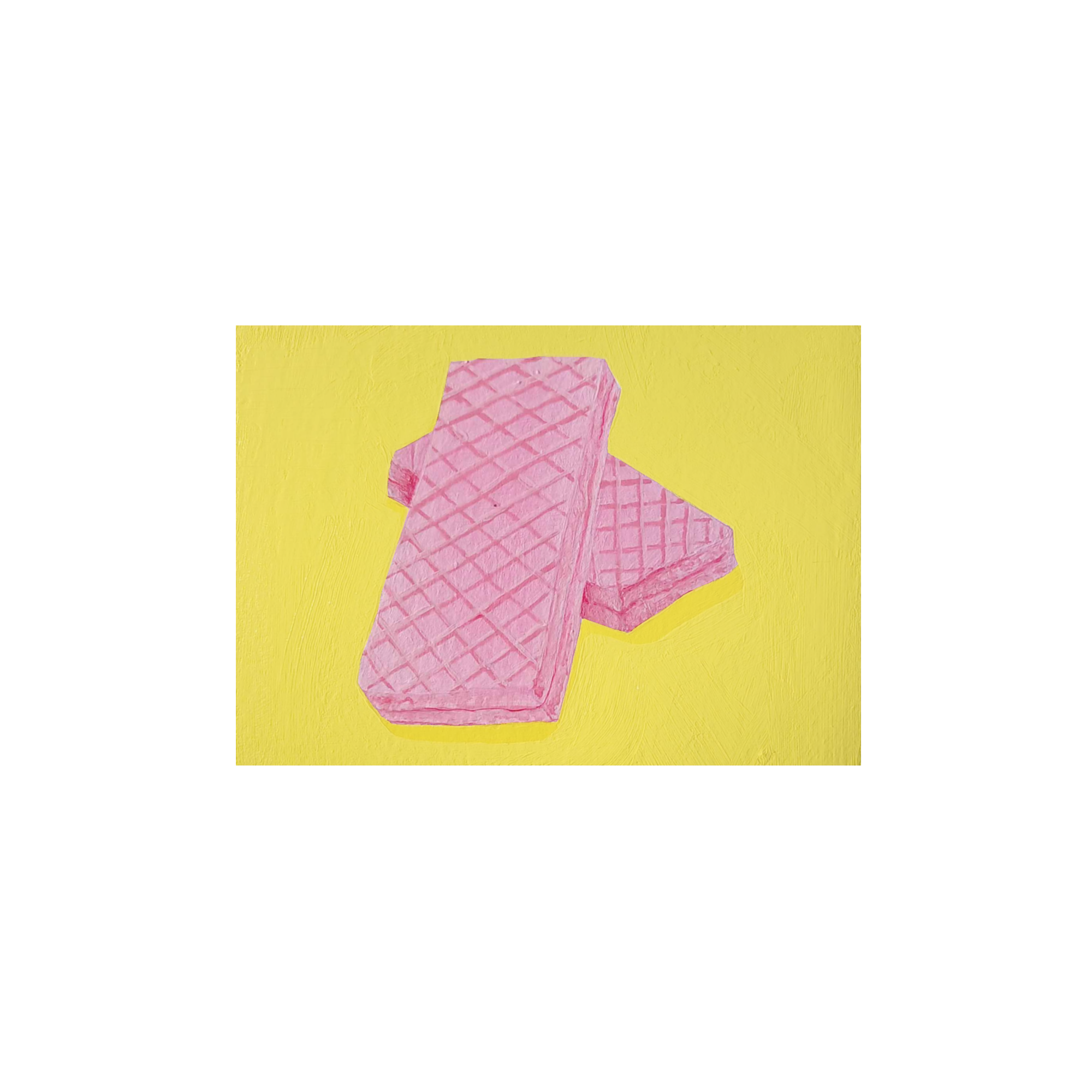 Pink Wafers ACEO, 2026, Acrylic and watercolour paint on mixed media paper, 6.4 x 8.9cm