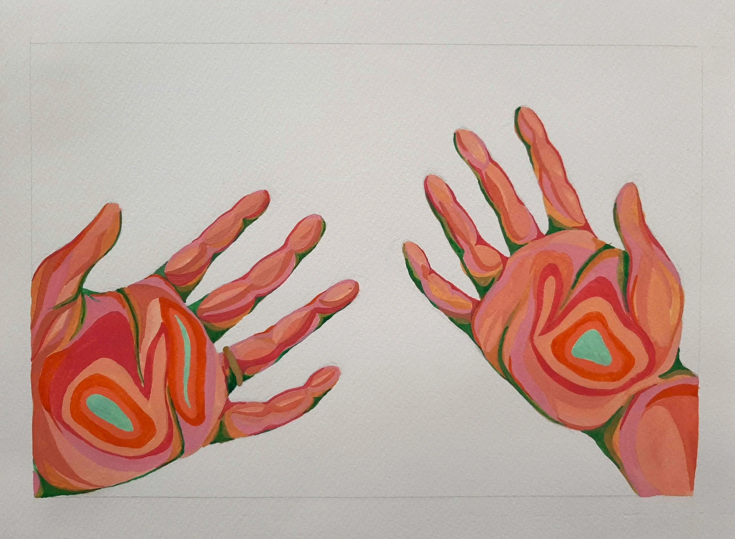 Winter Hands, 2022, Gouache on Fabriano paper, 21 x 29.7cm