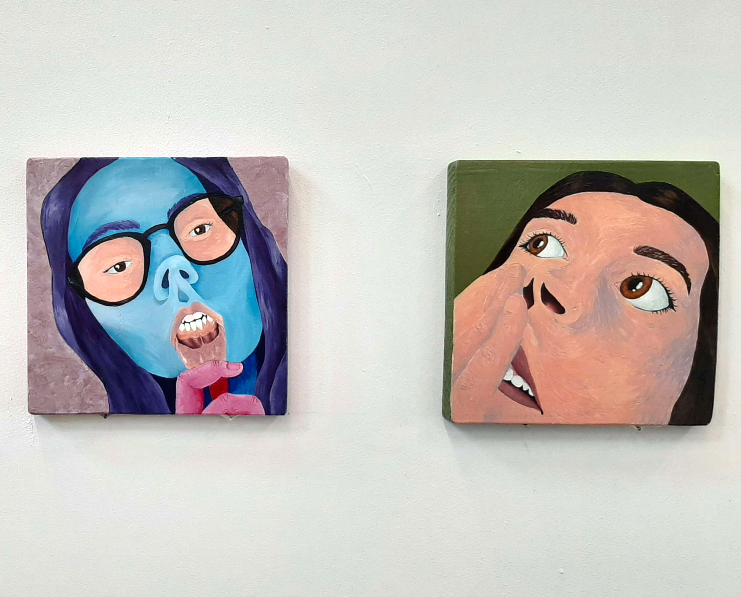 Me 3 and Me 4, 2023, Acrylic on wood, 17 x 17cm