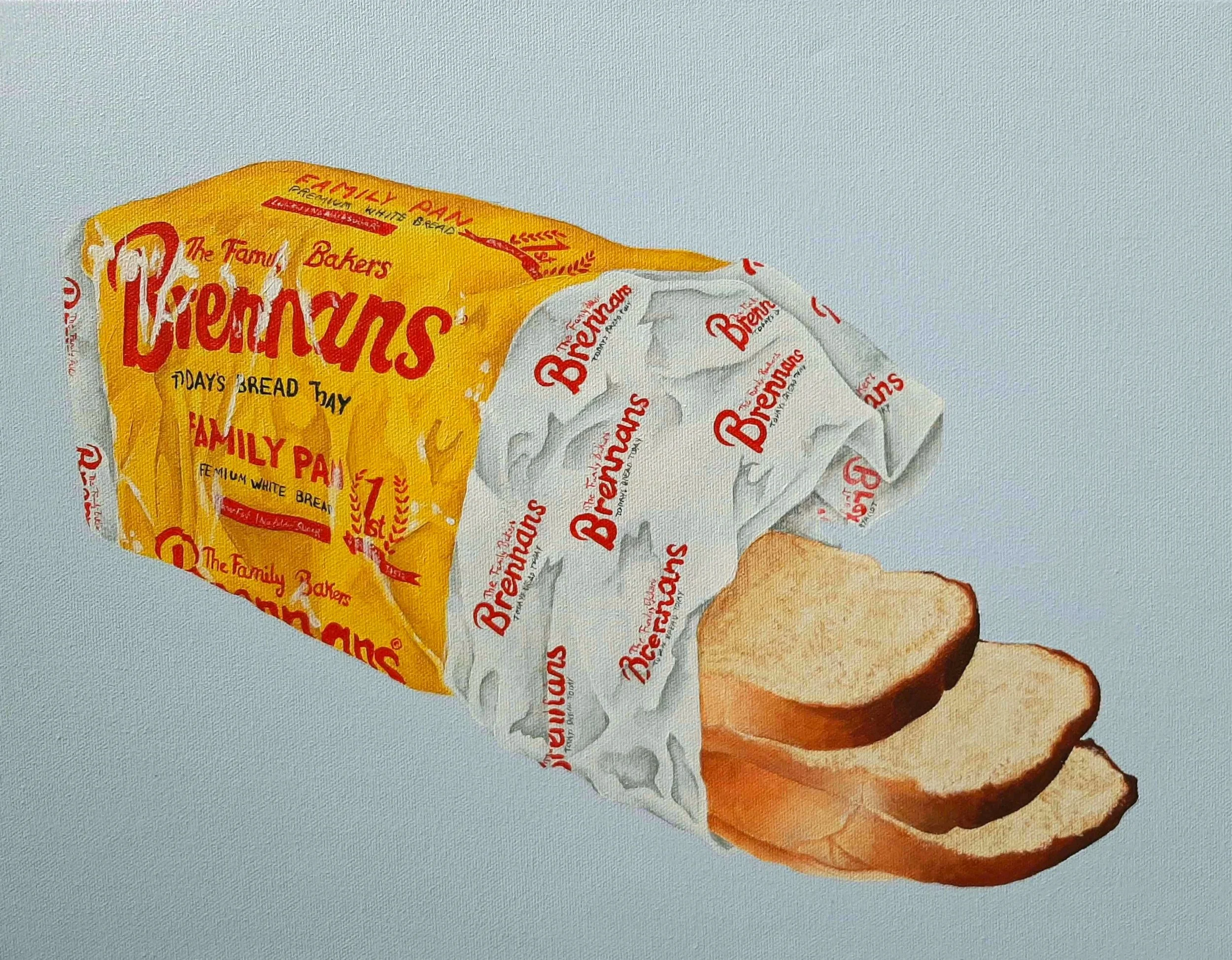 Today's Bread, 2025, Acrylic and ink on canvas, 40.6 x 30.5 cm