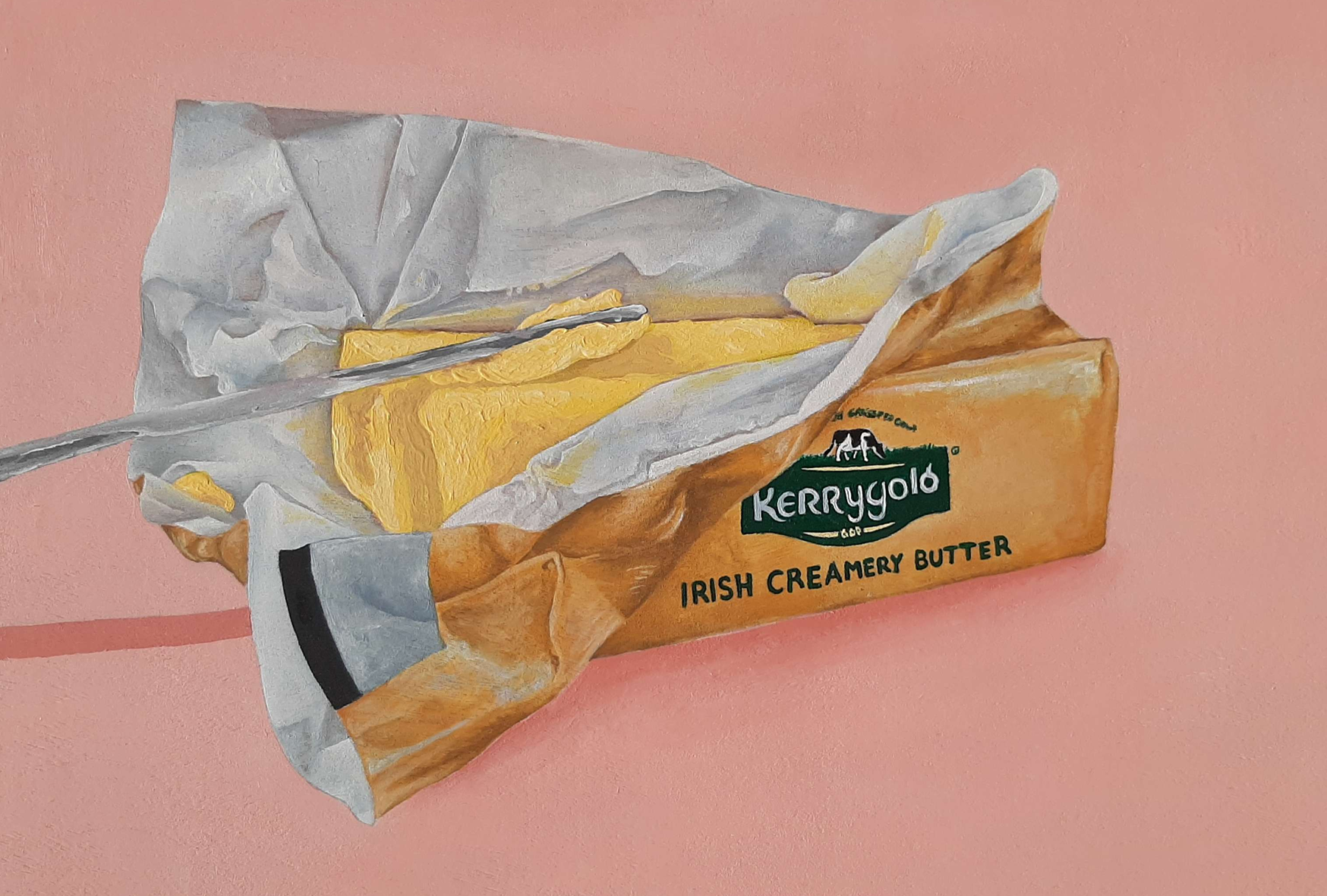 Real Irish Butter, 2025, Acrylic on wood, 23 x 30.5 cm