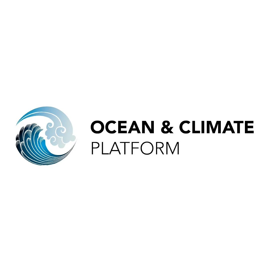 Logo for Ocean & Climate Platform featuring a stylized ocean wave in shades of blue and gray and the text 'OCEAN & CLIMATE PLATFORM'