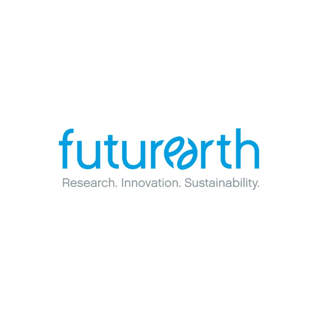 FutureEarth logo with blue text and gray tagline 'Research. Innovation. Sustainability.' on a white background.