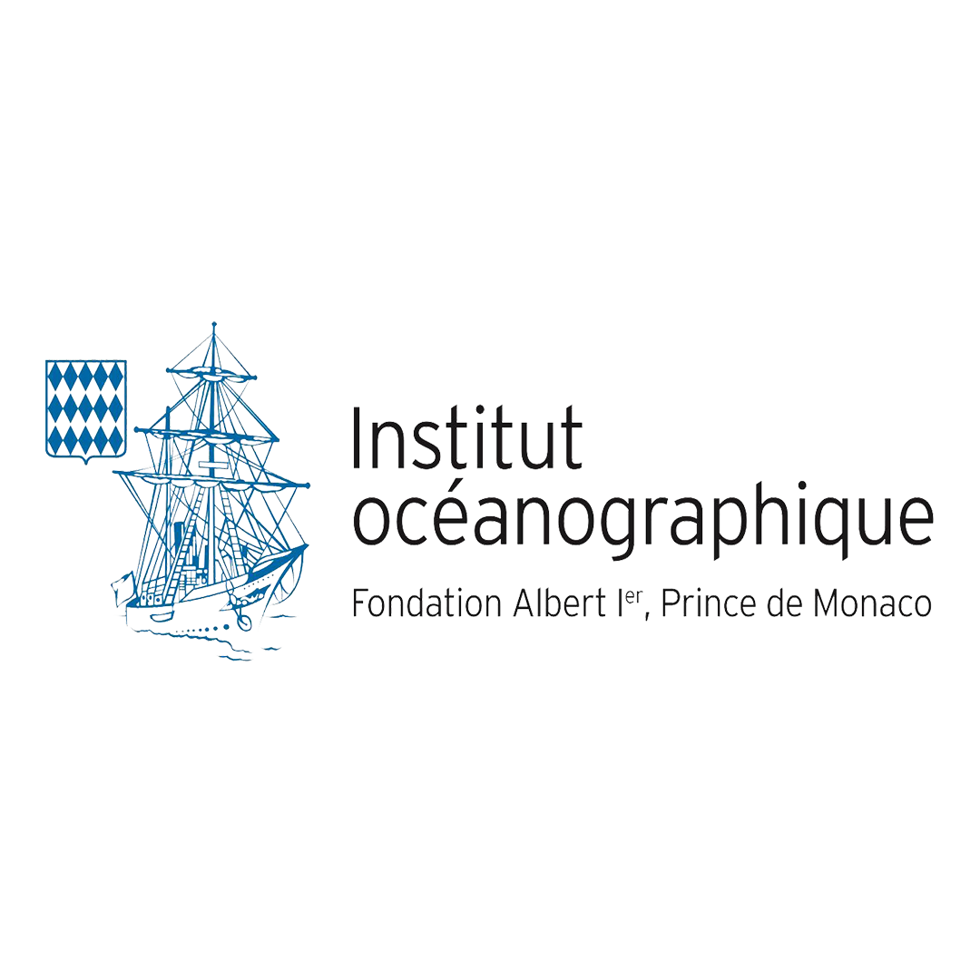 Logo of the Oceanographic Institute, Fondation Albert I, Prince of Monaco, featuring a blue outline drawing of a sailing ship and the institute's name in French.