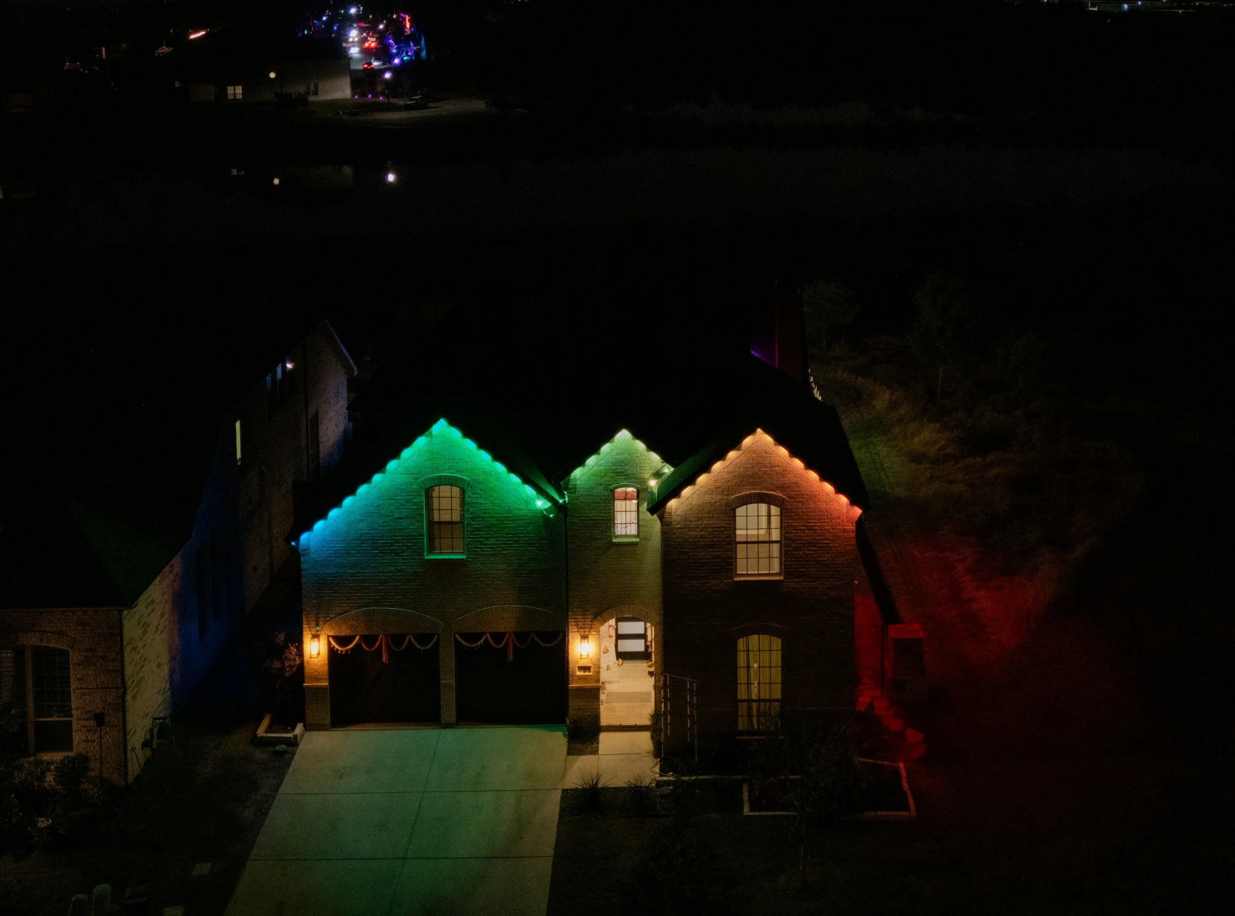 Residential home with beautiful Christmas lights