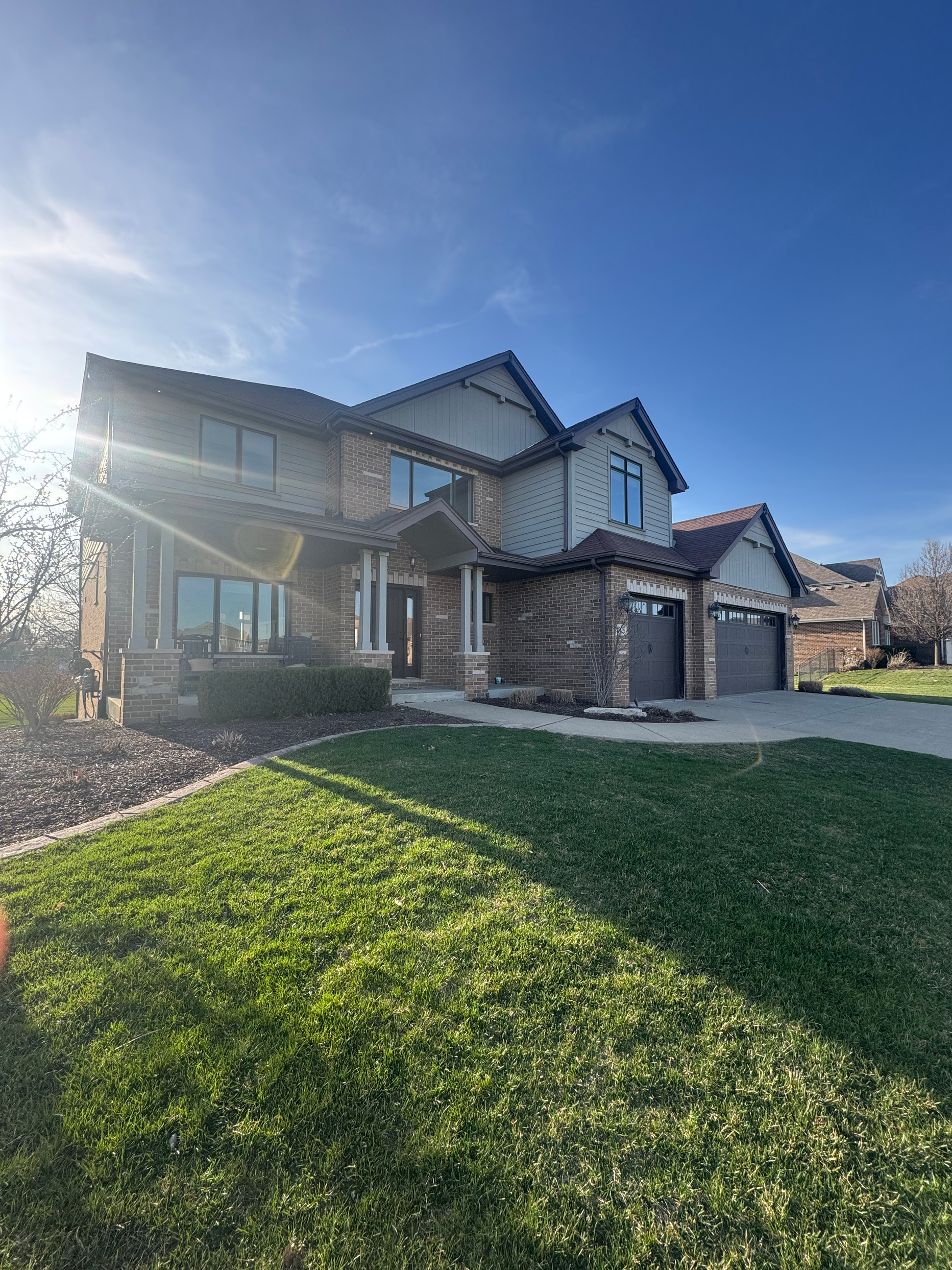 Modern brick house with regular maintenance