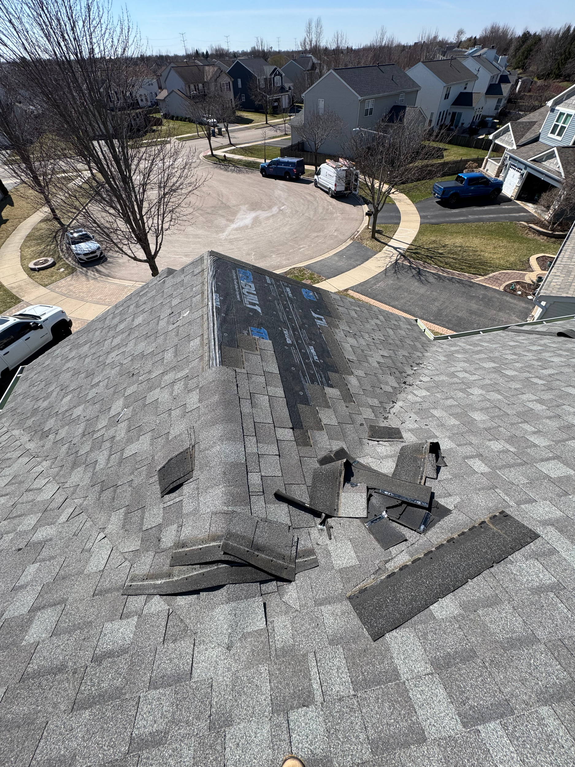 Roof with shingles removed where the homeowner had a leak