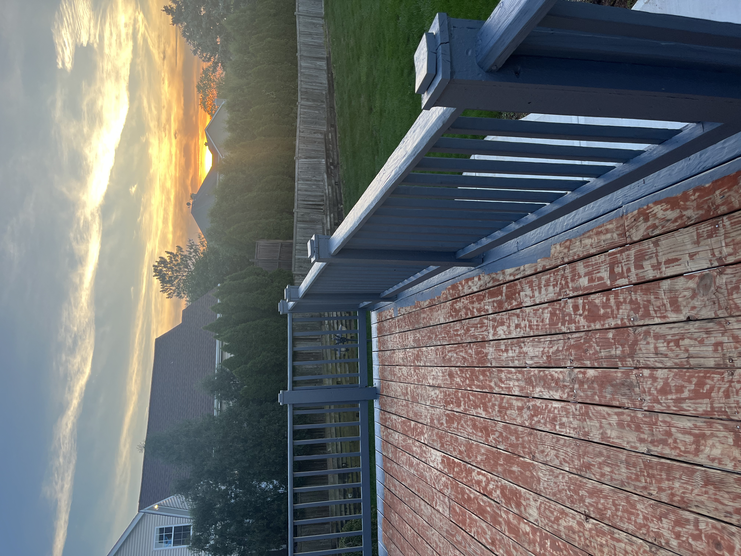 A backyard deck after being professionally sanded
