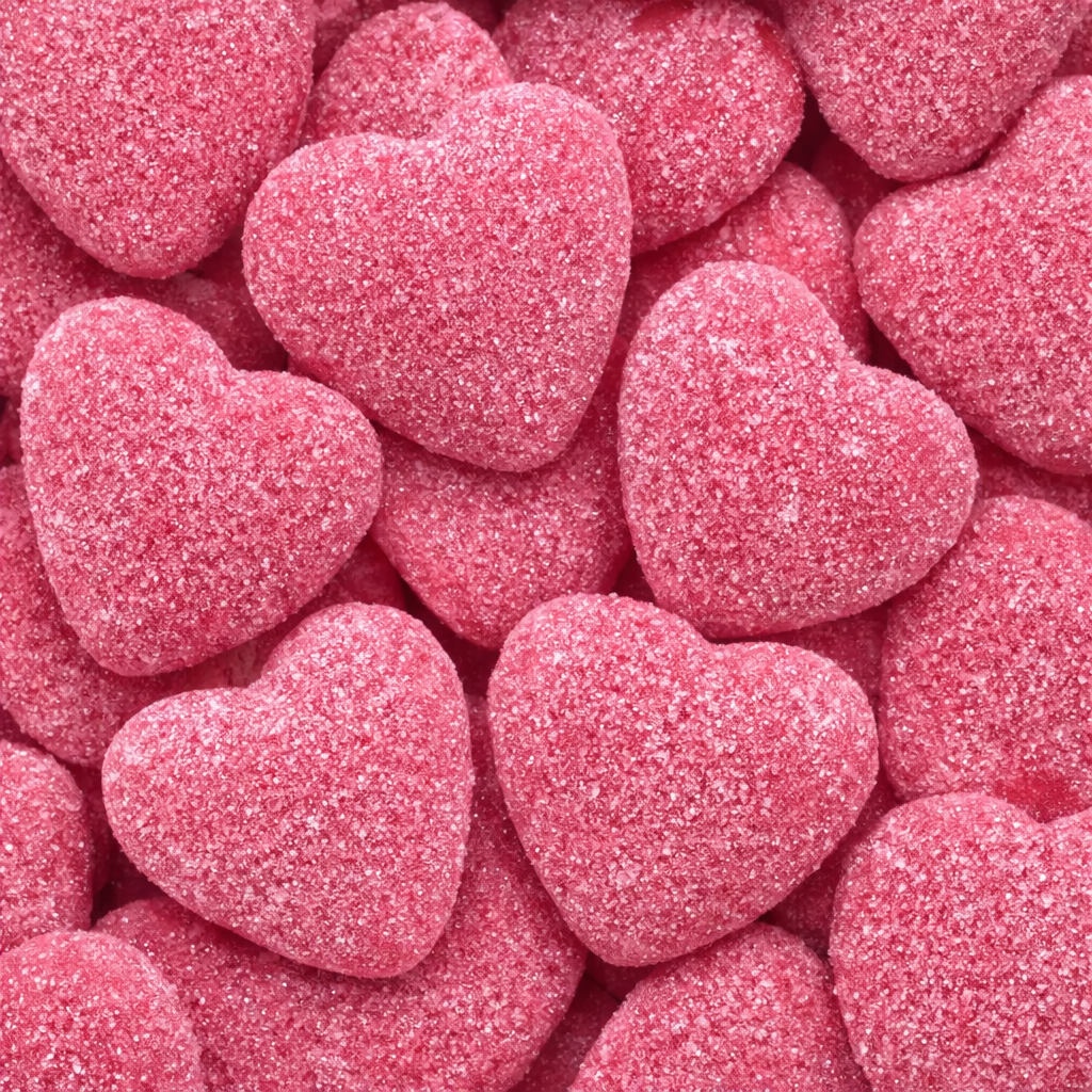 Corações de Morango Recheados e Ácidos