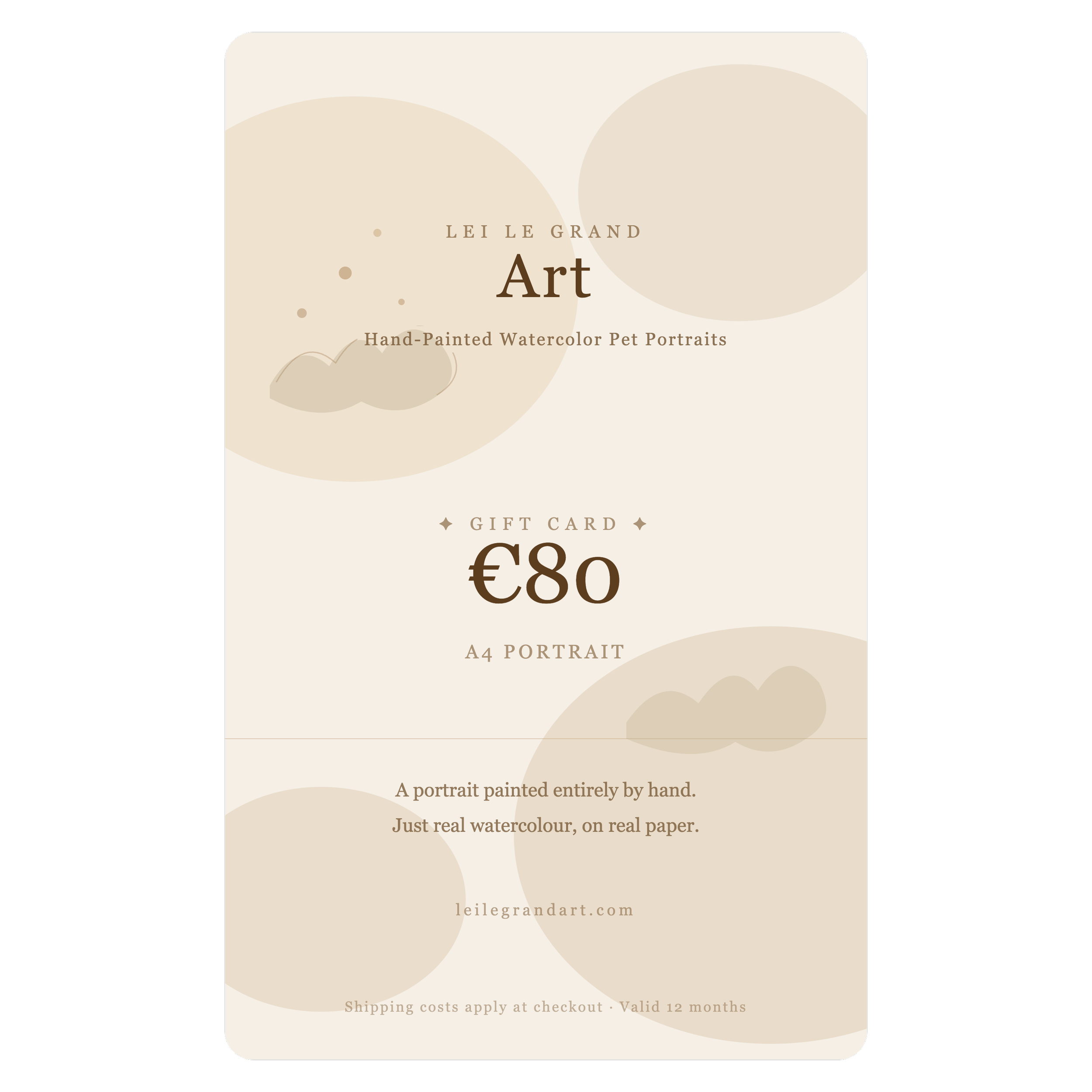A4 Watercolor Pet Portrait — Gift Voucher (€80)