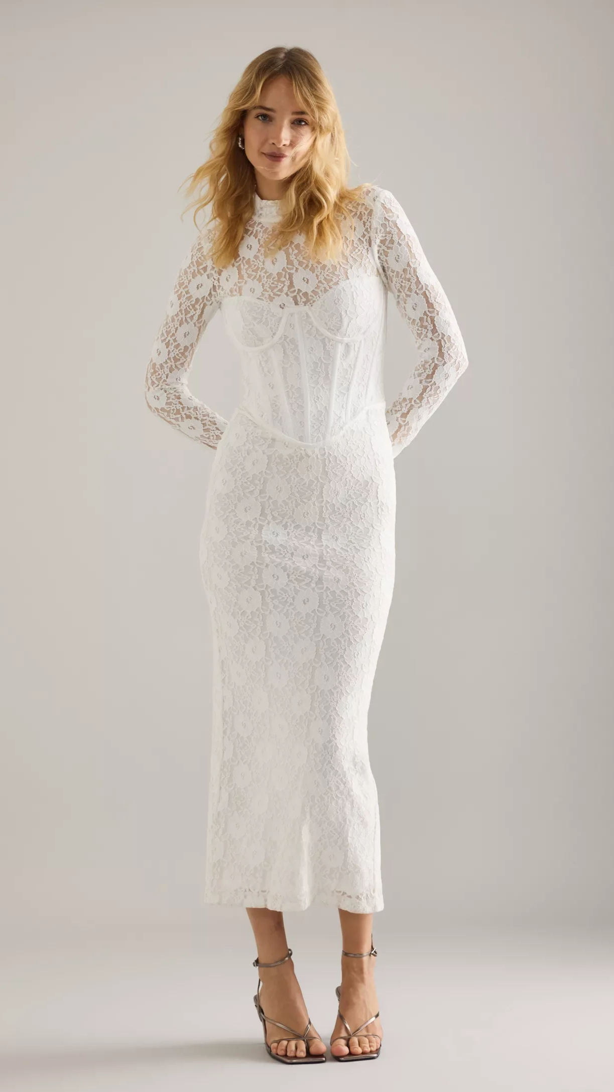 Bardot Carmen Lace Cosert Long-Sleeve Midi Dress - £154