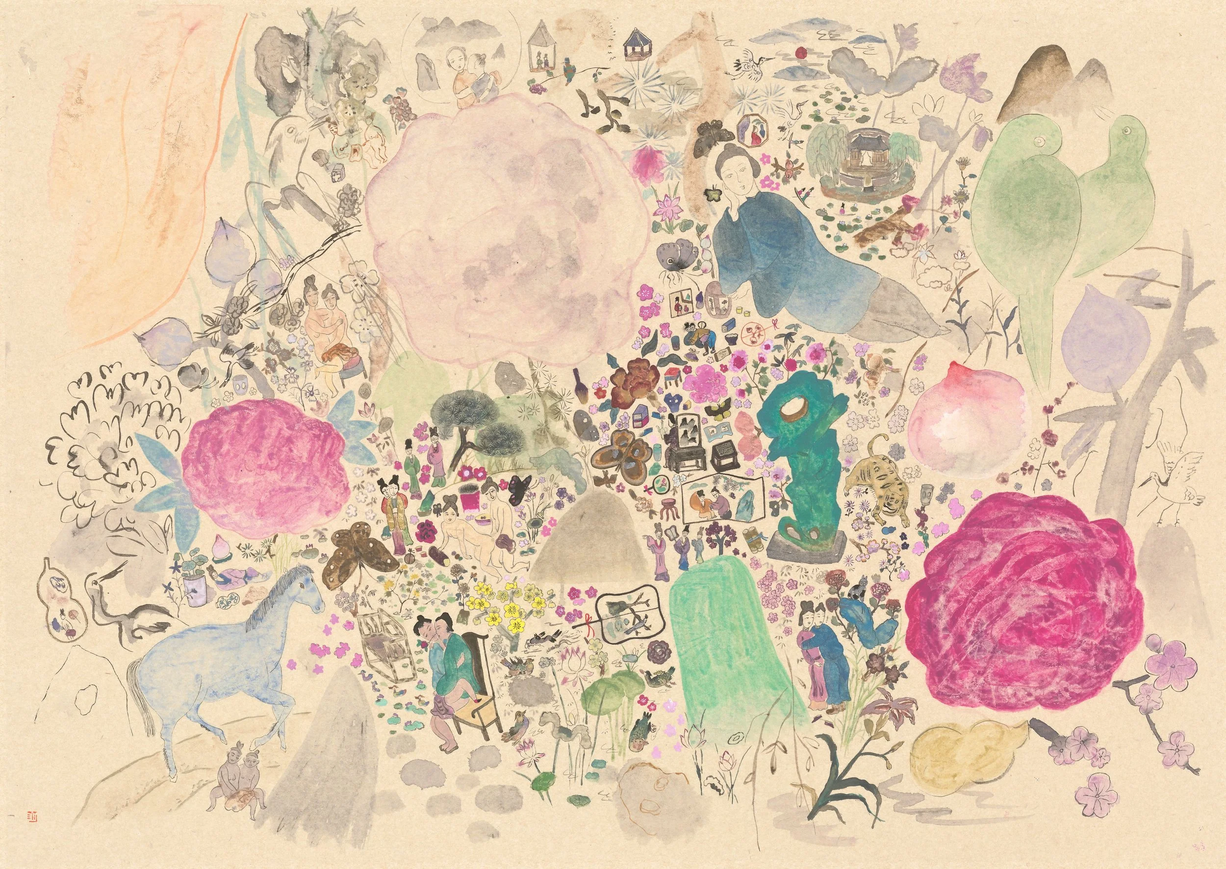 《凌霄晚花 》纸本设色 49x69.5cm2022.JPG