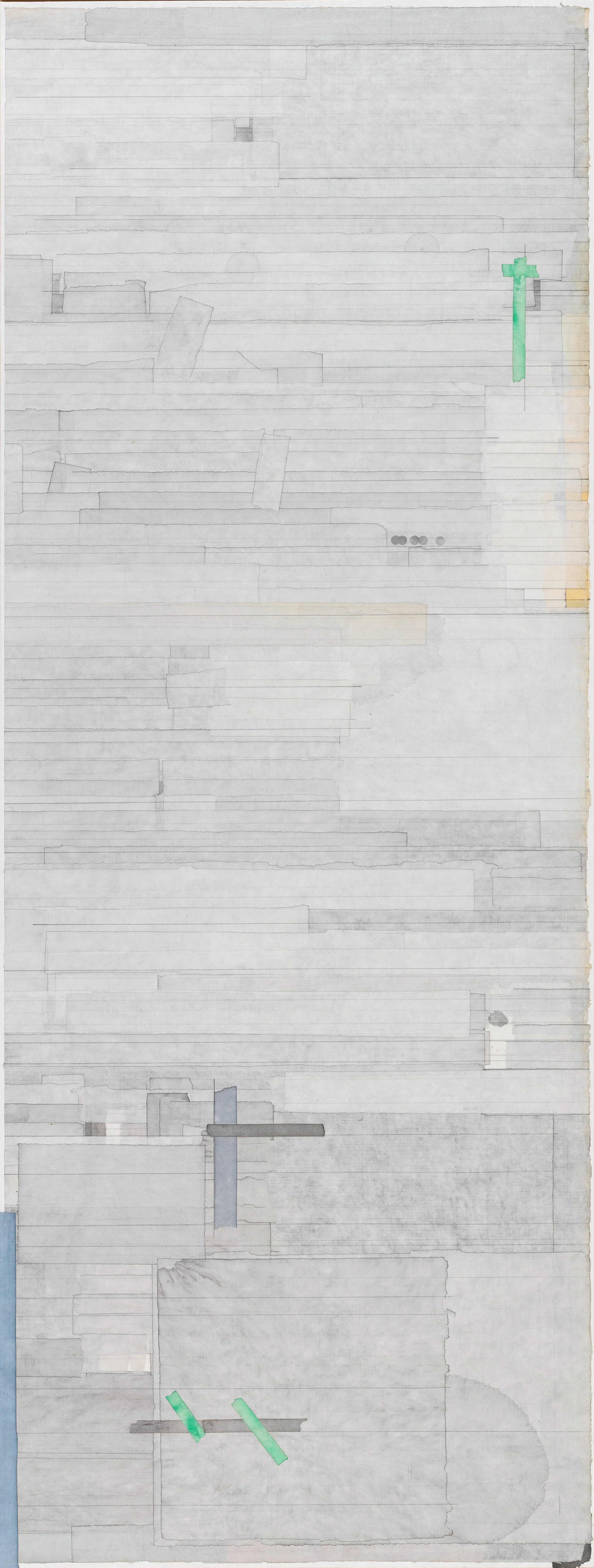 梁铨 无题 宣纸彩墨拼贴  122×47cm 2009 （2中）Liang Quan ink, color and rice paper.JPG