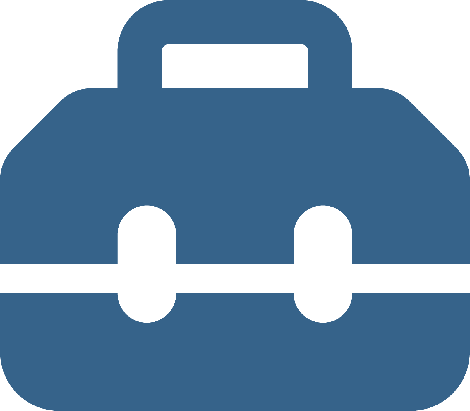 Icon of a blue suitcase with an airplane design.
